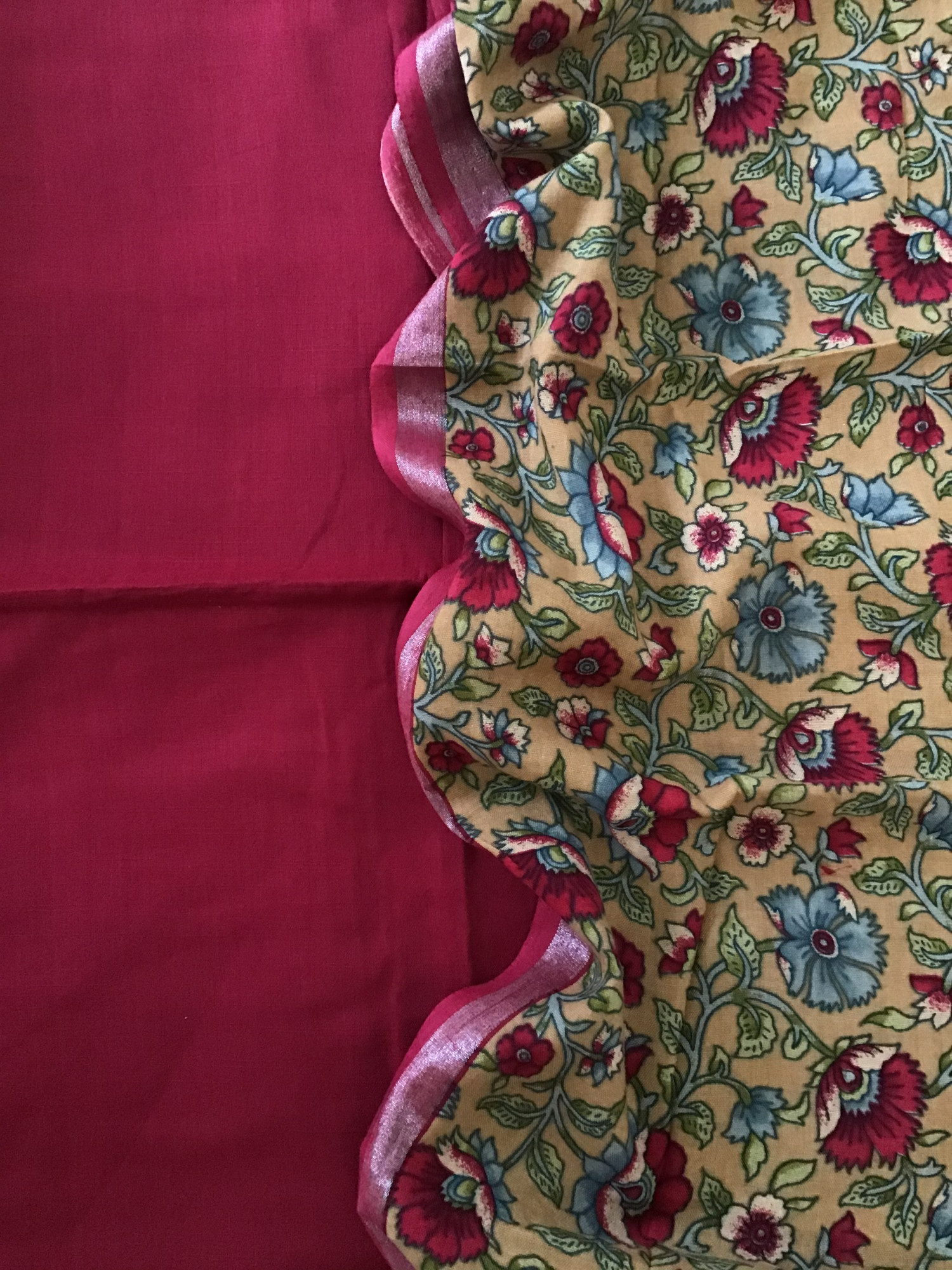 Pure Linen Jute Cotton Silk Suit - Dark Pink