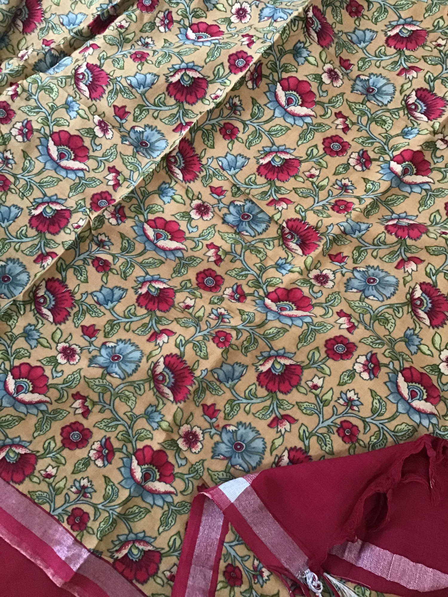 Pure Linen Jute Cotton Silk Suit - Dark Pink