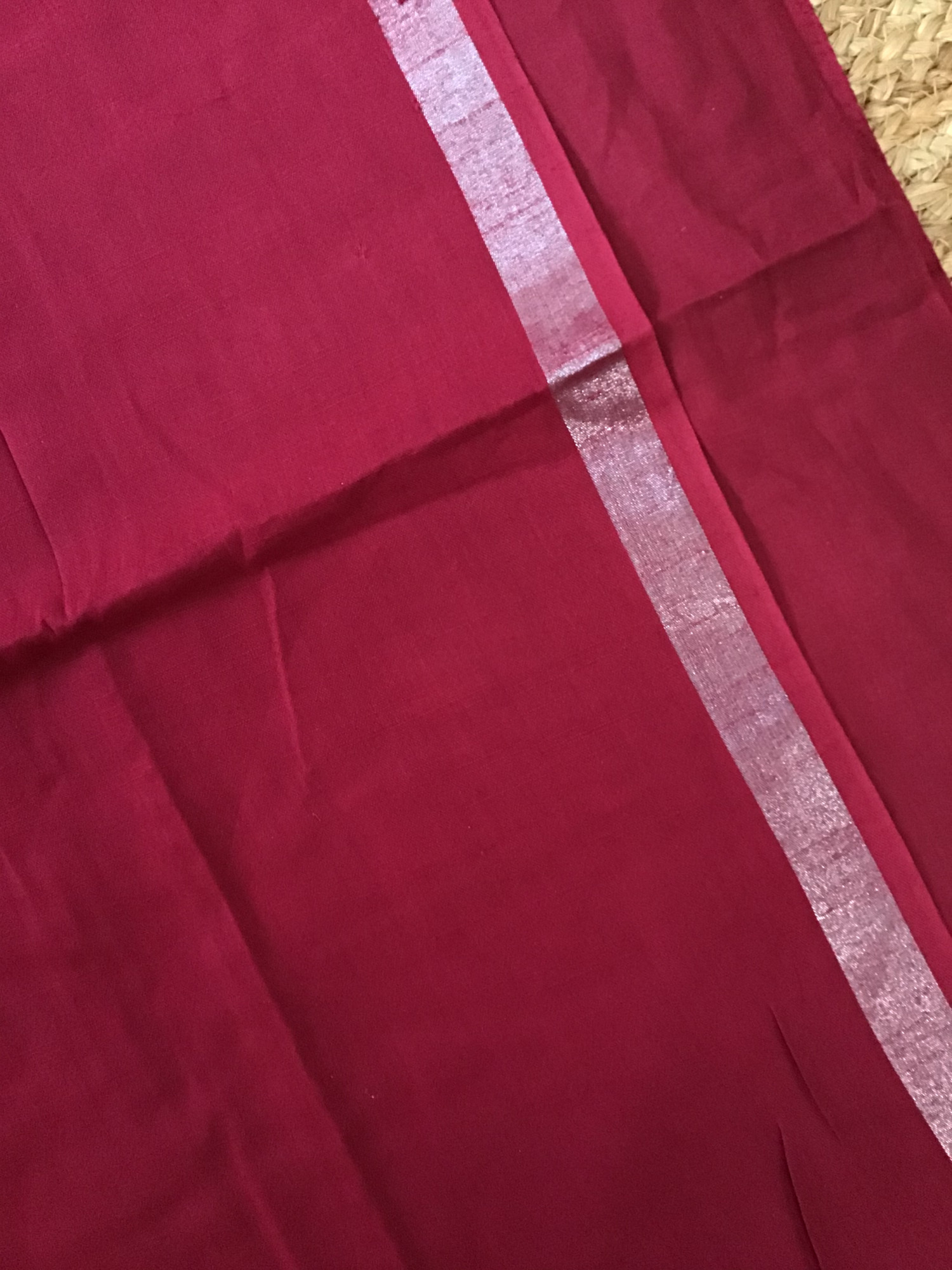 Pure Linen Jute Cotton Silk Suit - Dark Pink
