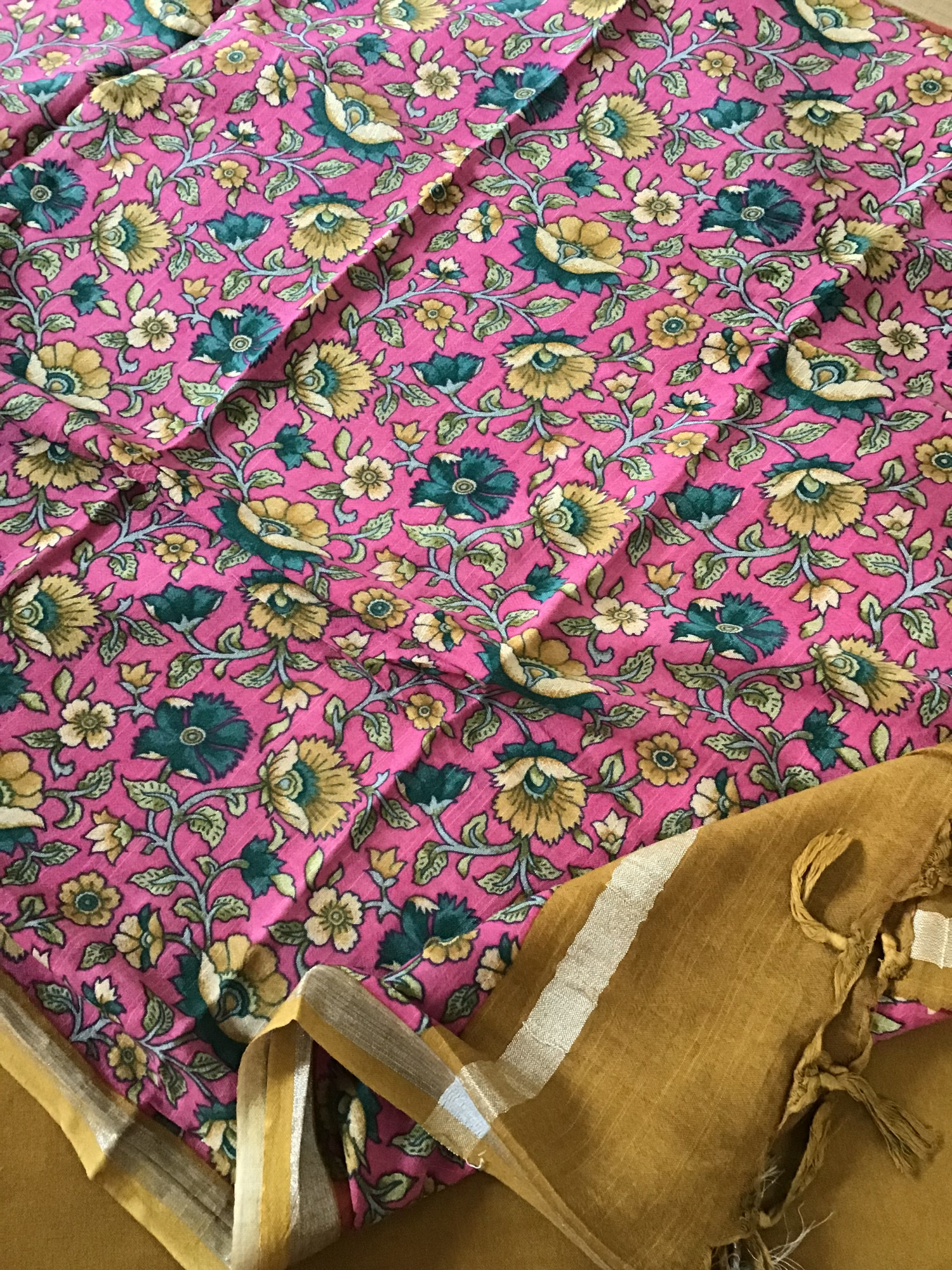 Pure Linen Jute Cotton Silk Suit - Yellow