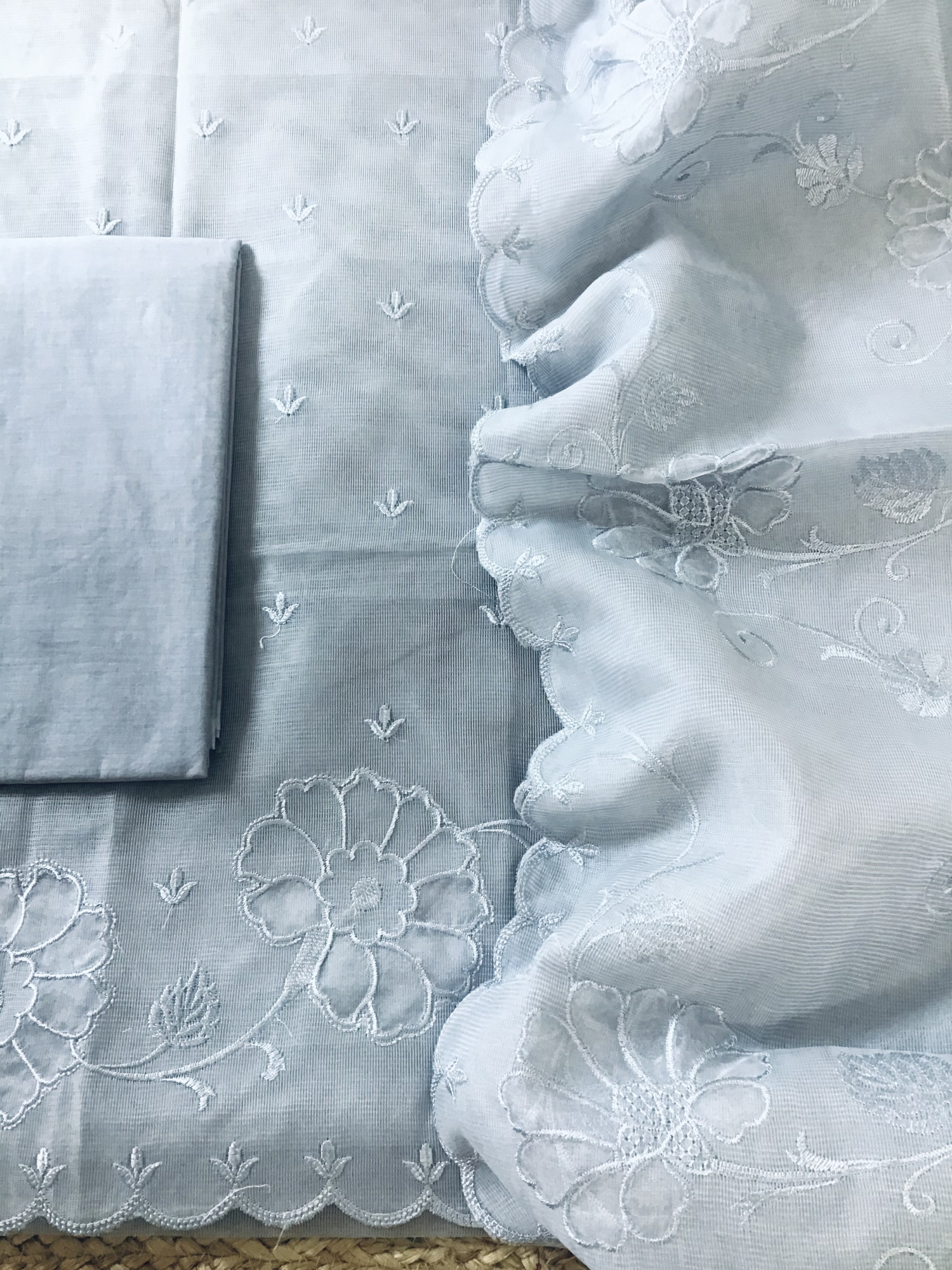 Soft Supernet Embroidered Suit - Grey