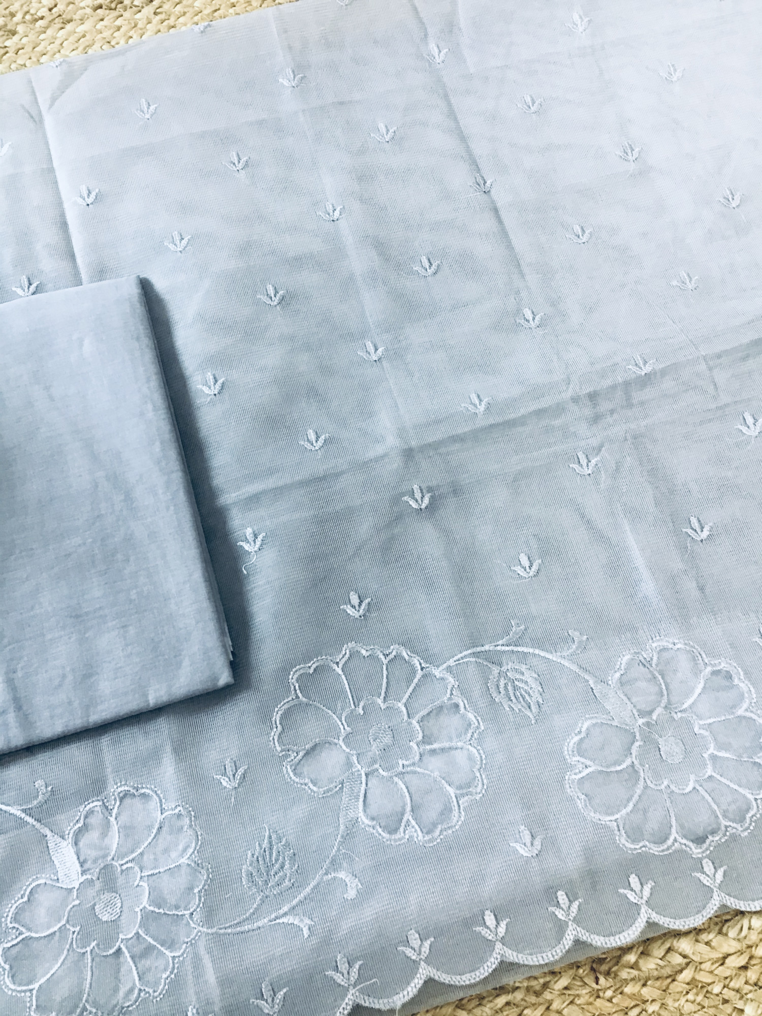 Soft Supernet Embroidered Suit - Grey