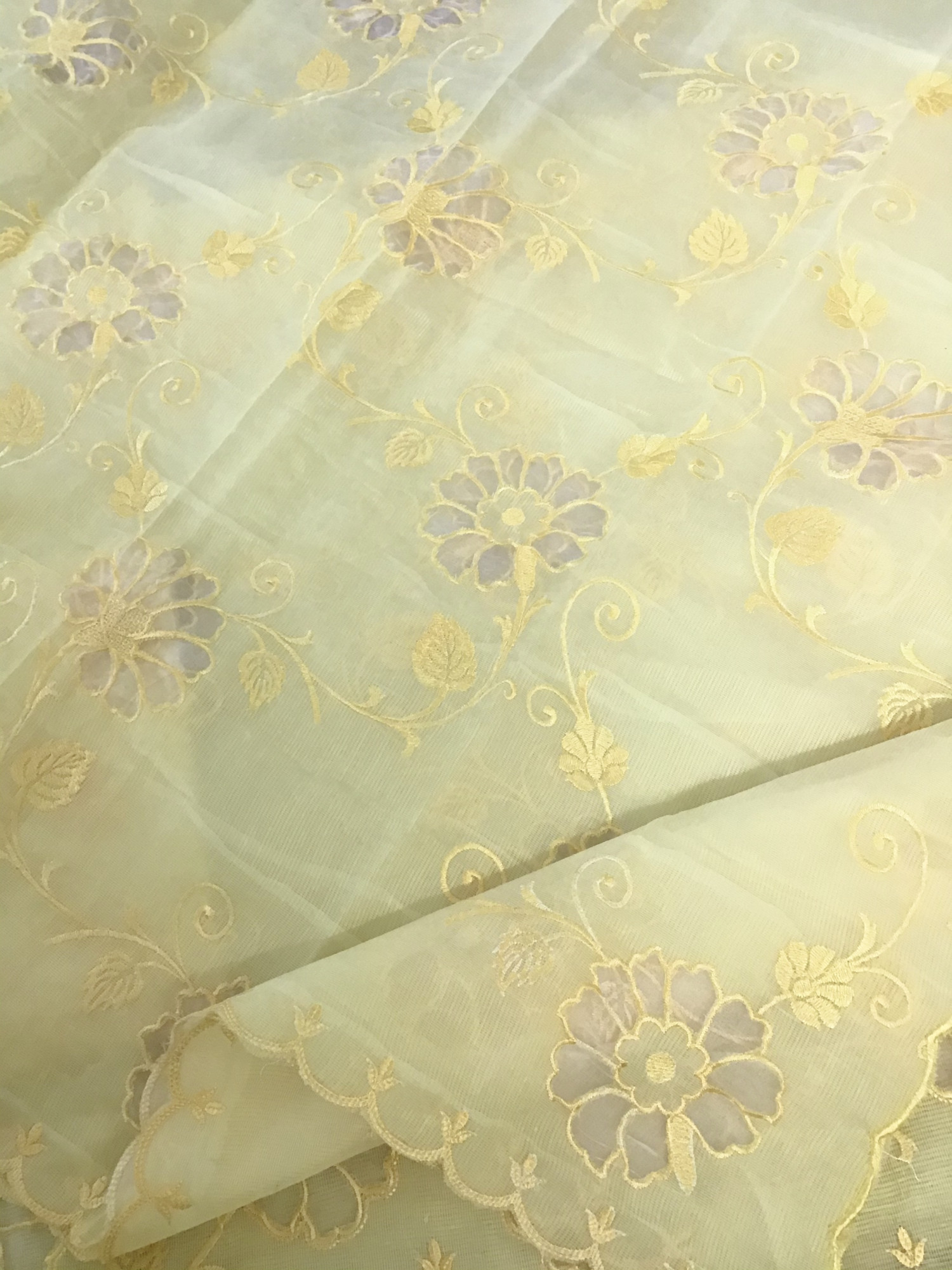 Soft Supernet Embroidered Suit - Yellow