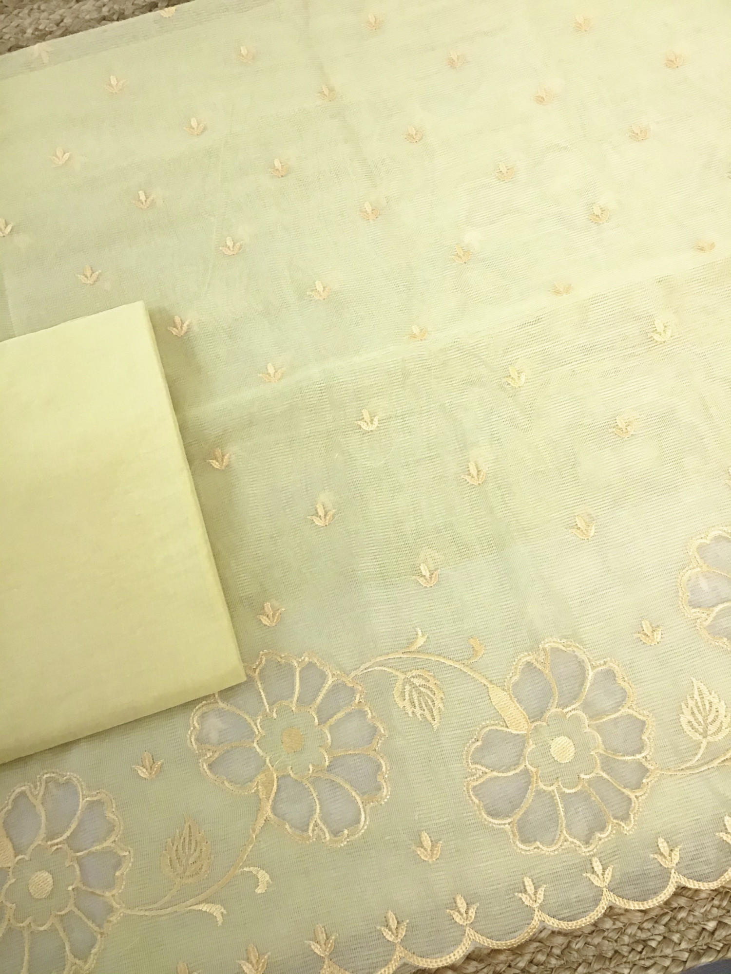 Soft Supernet Embroidered Suit - Yellow