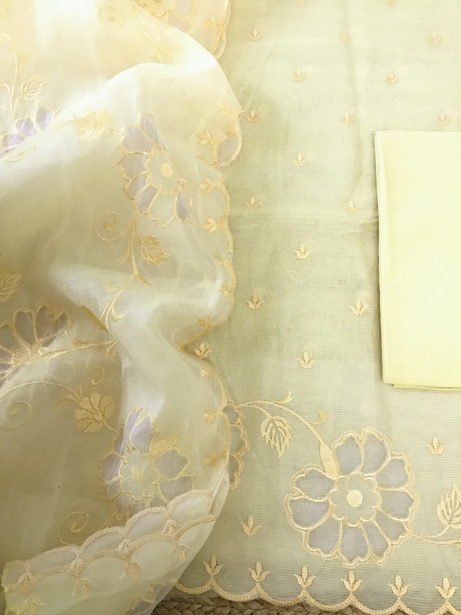 Soft Supernet Embroidered Suit - Yellow