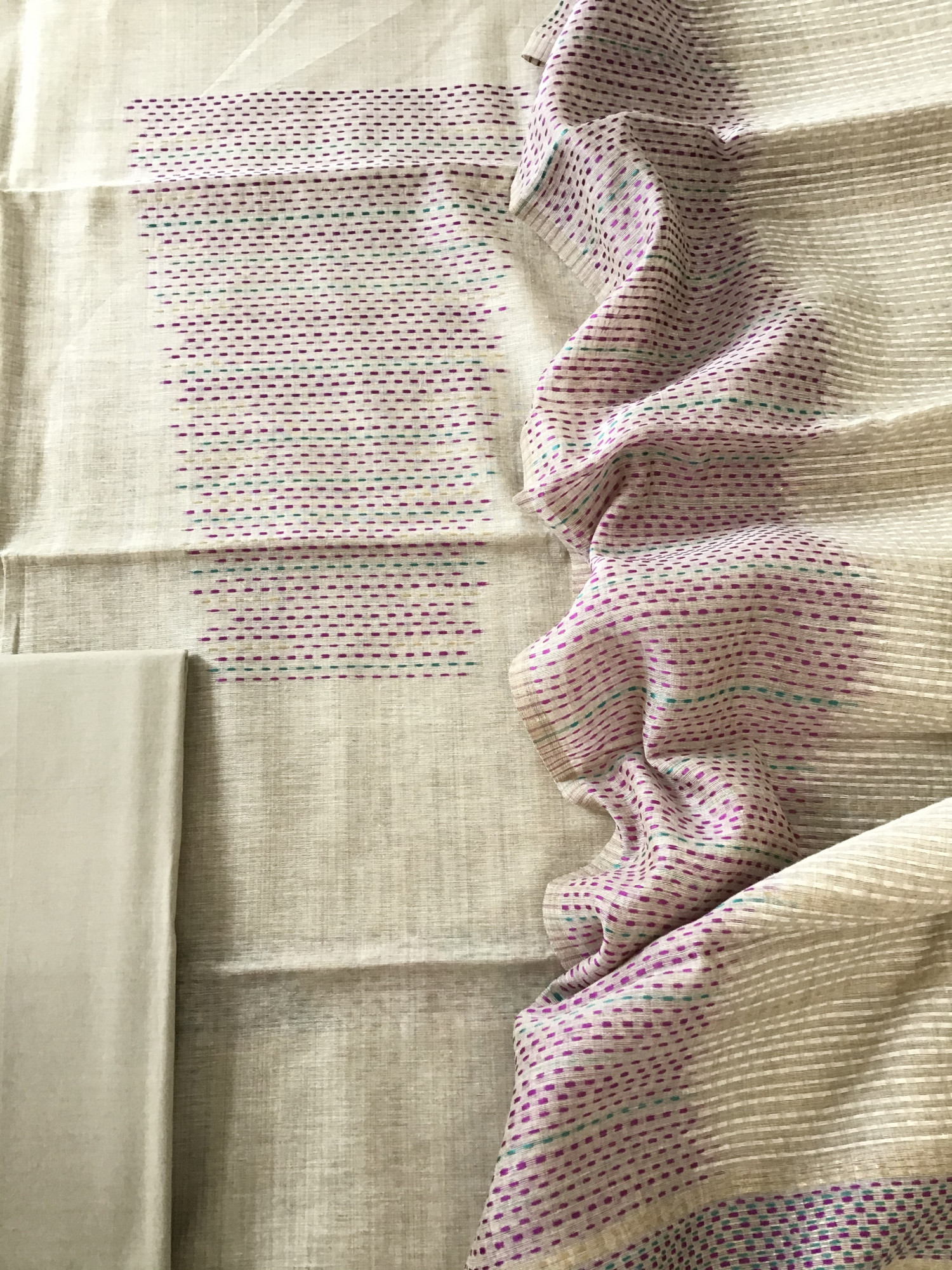 Soft Slub Chanderi Embroidered Suit - Purple