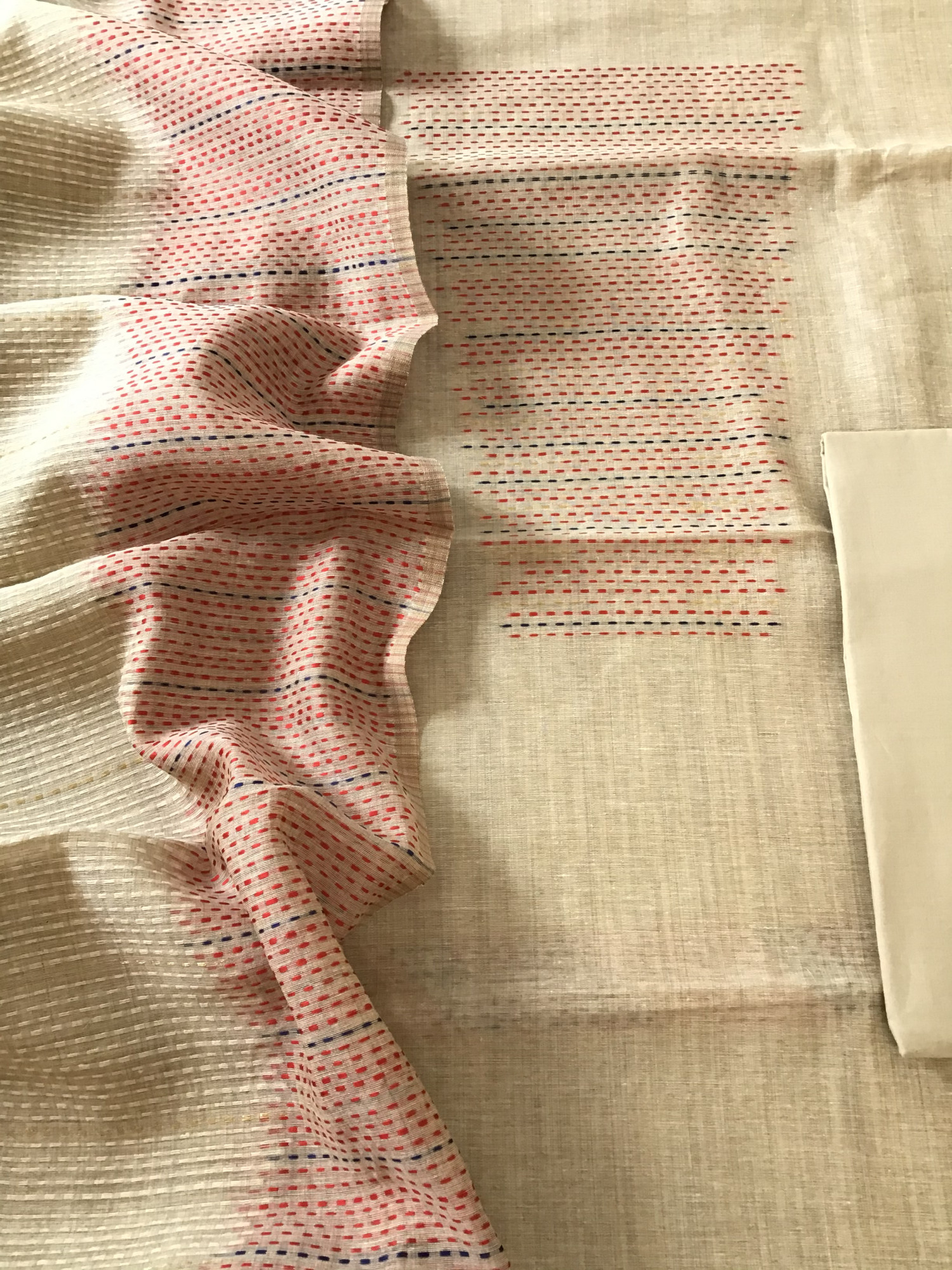 Soft Slub Chanderi Embroidered Suit - BeigeRed