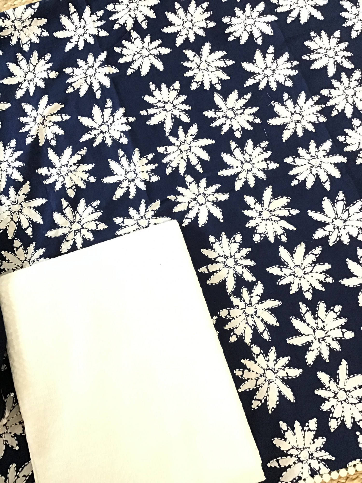 Pure Fine Cotton Printed Embroidered Suit - Blue