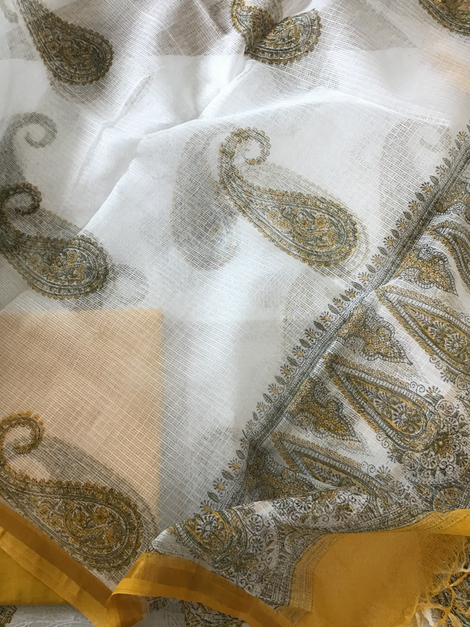 Pure Kota Cotton Printed Embroidered Suit - White