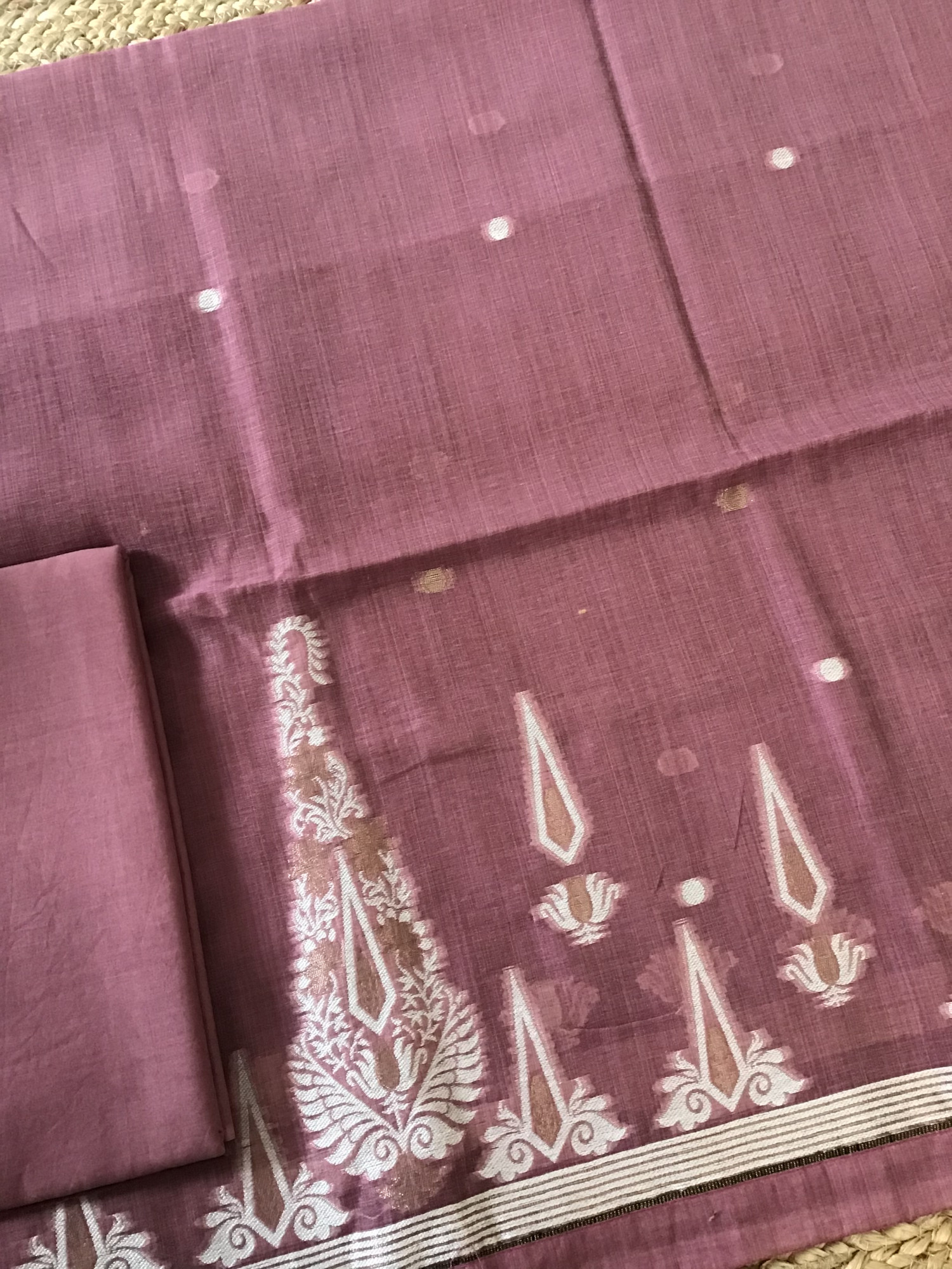 Soft Slub Chanderi Jamdani Weaved Suit - Pink