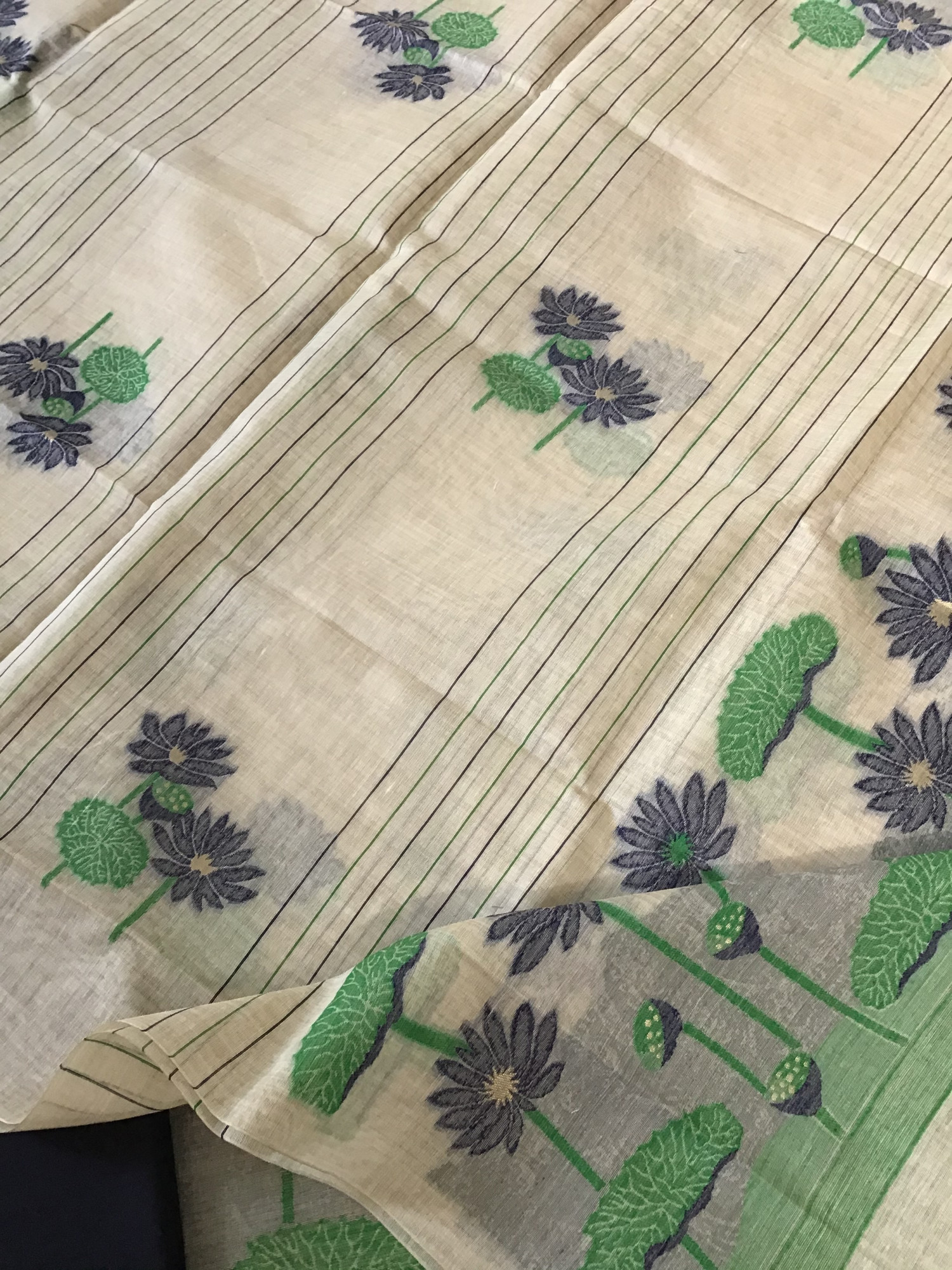 Soft Slub Chanderi Jamdani Weaved Suit - Beige