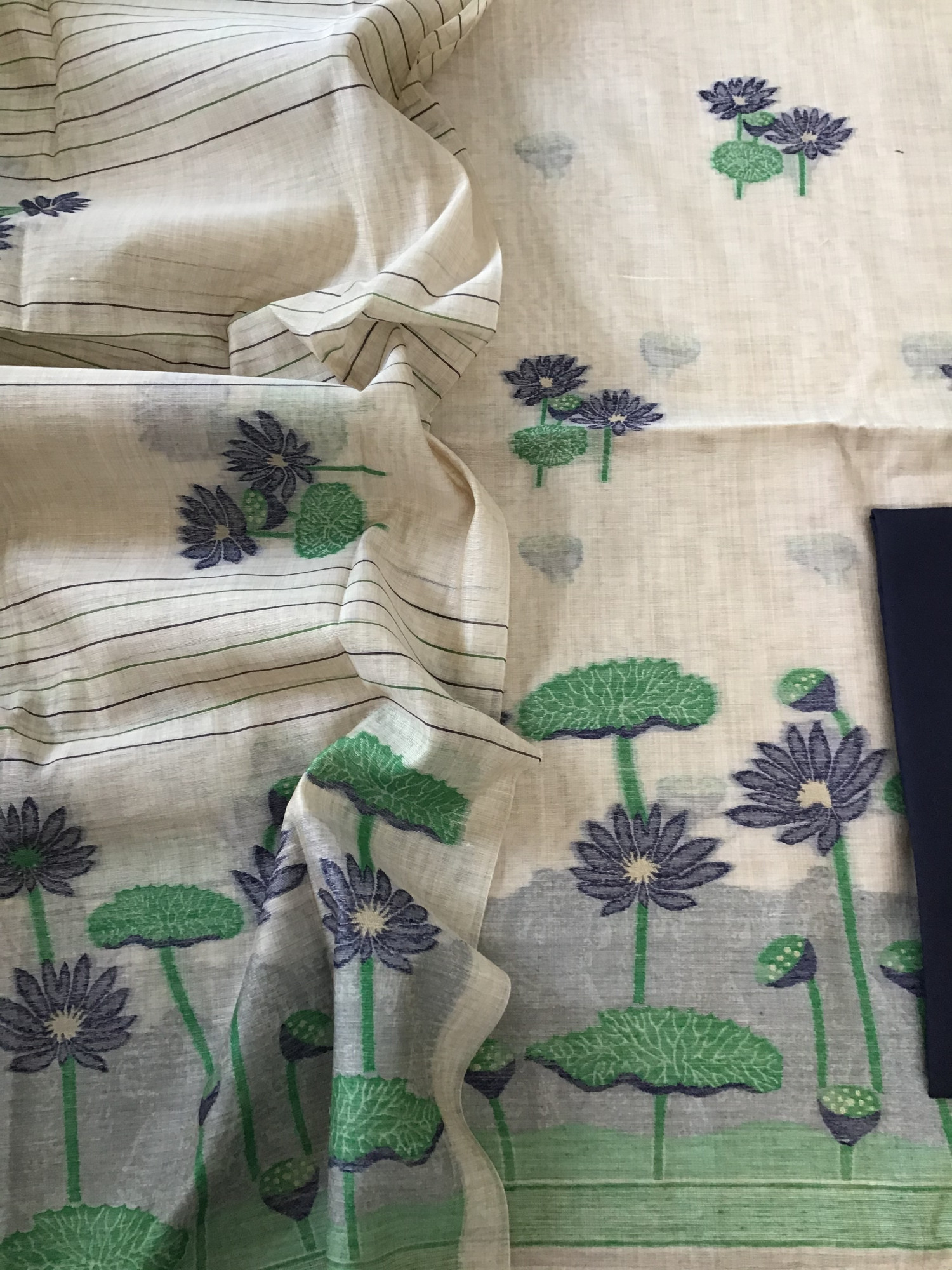 Soft Slub Chanderi Jamdani Weaved Suit - Beige