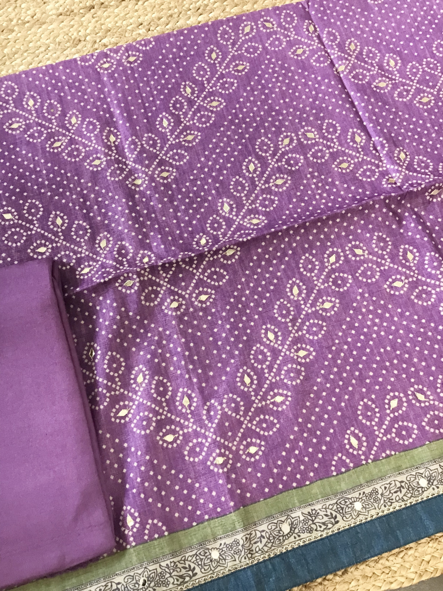 Soft Semi Tussar Silk Printed Embroidered Suit - Purple