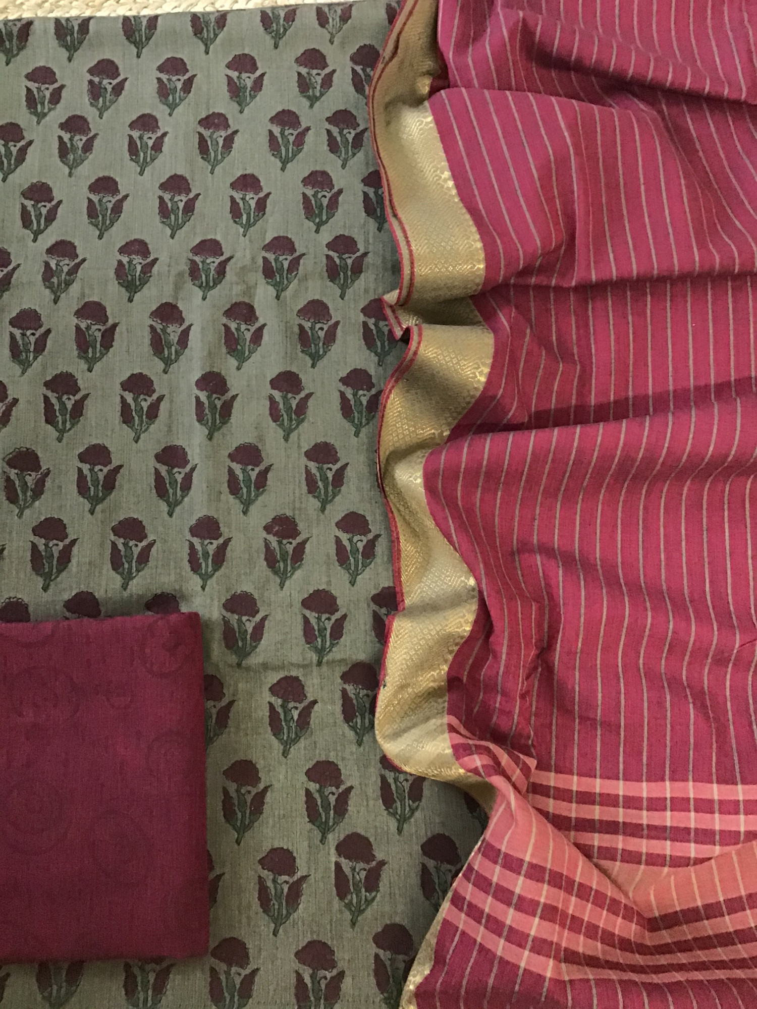 Pure Mangalgiri Cotton Printed Suit - Brown