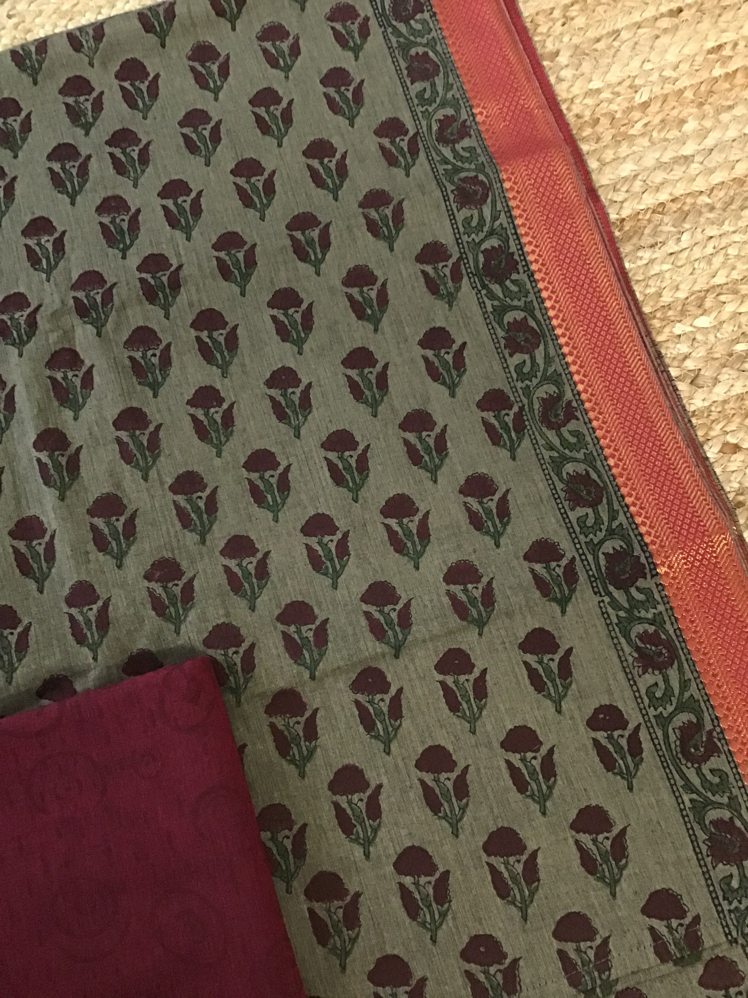 Pure Mangalgiri Cotton Printed Suit - Brown