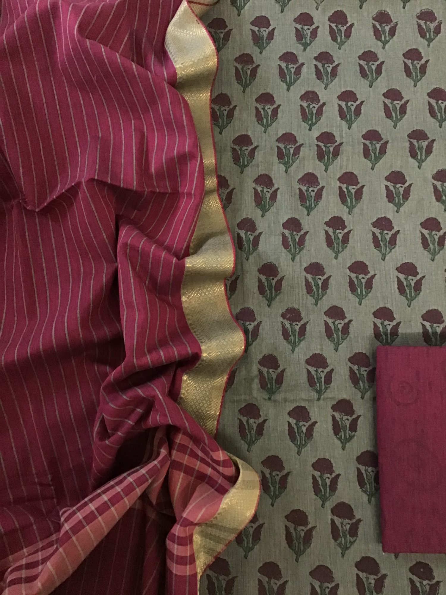 Pure Mangalgiri Cotton Printed Suit - Brown