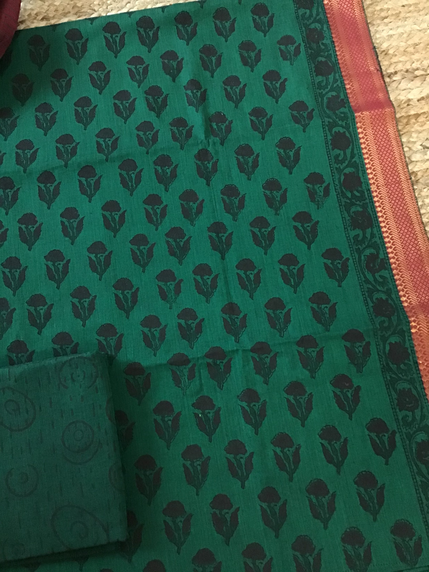 Pure Mangalgiri Cotton Printed Suit - Green
