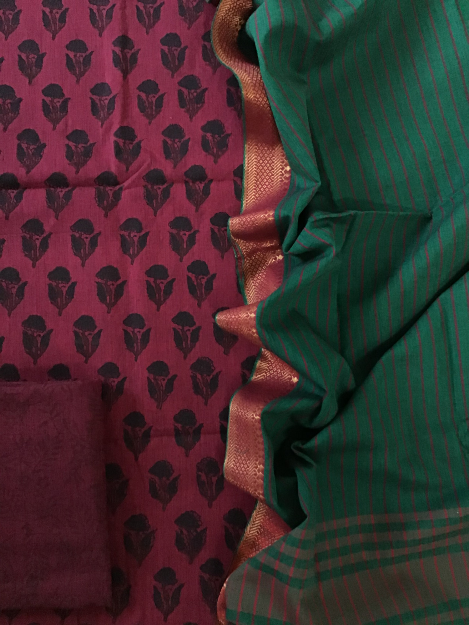 Pure Mangalgiri Cotton Printed Suit - Maroon