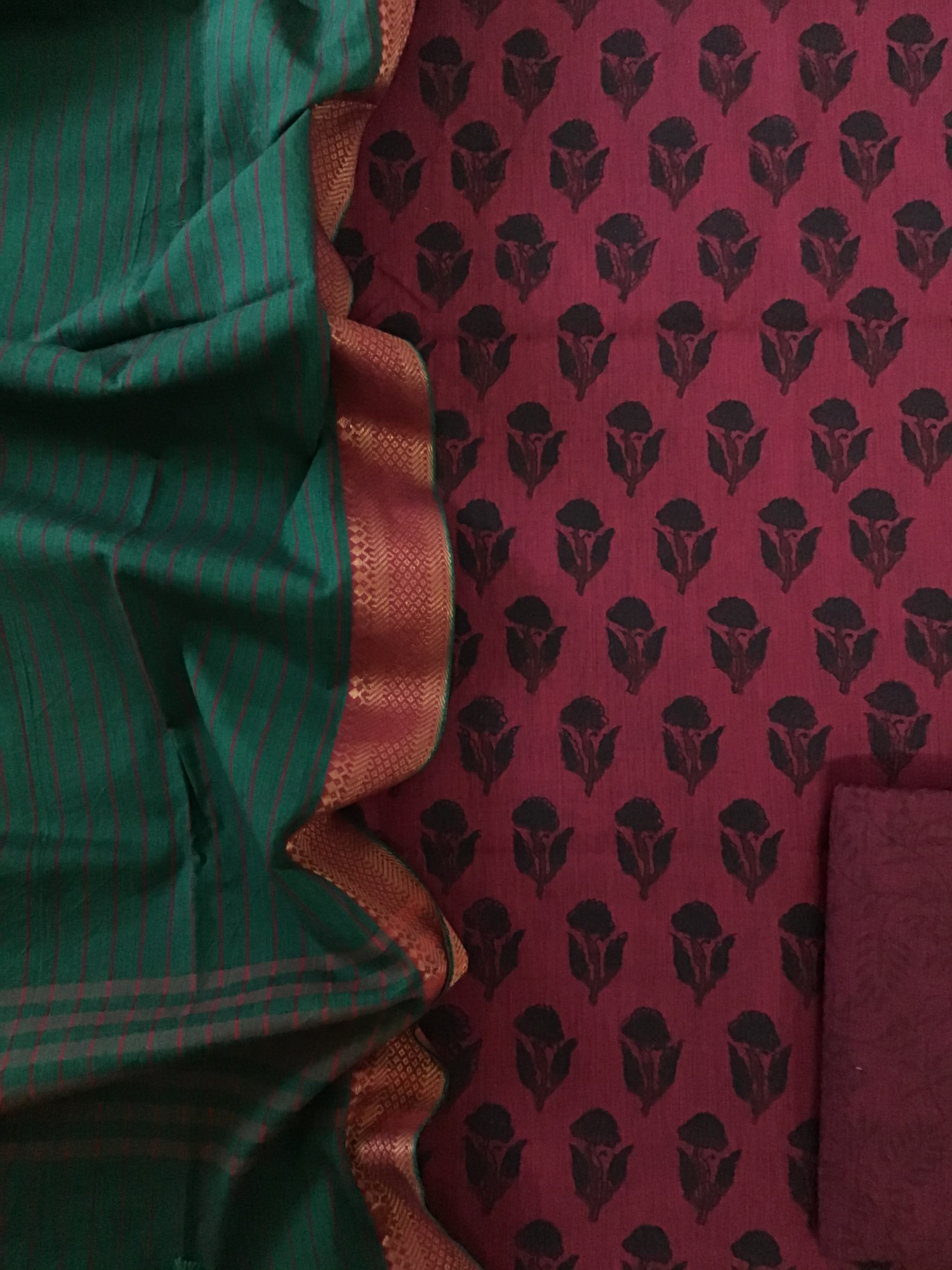 Pure Mangalgiri Cotton Printed Suit - Maroon