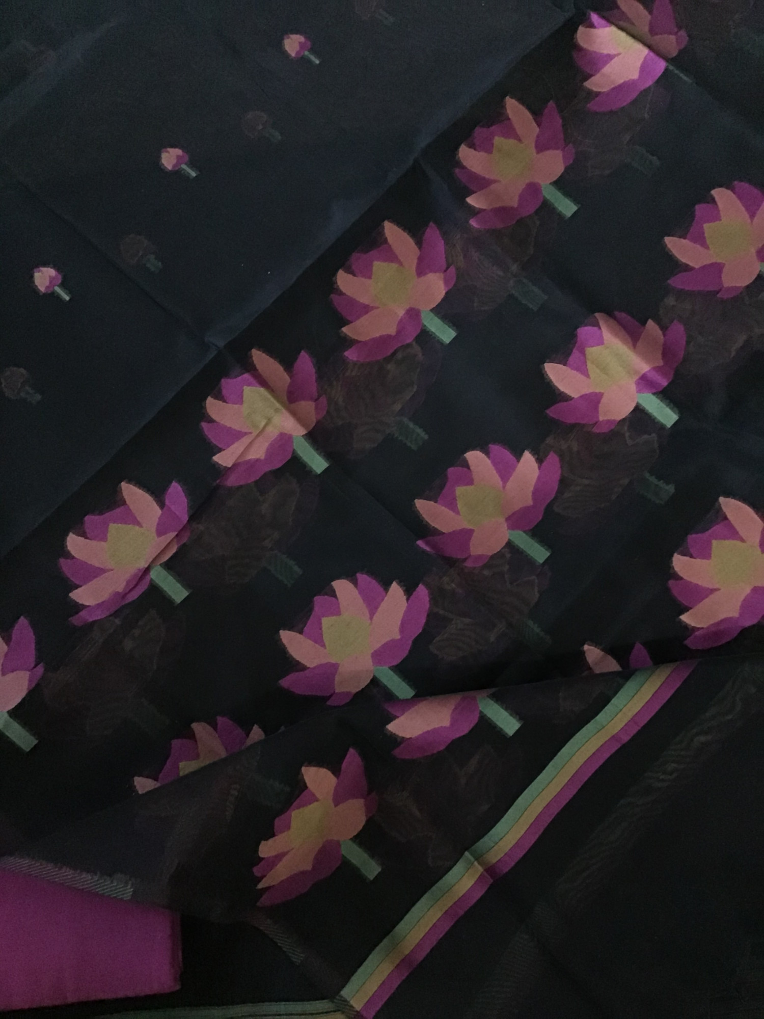 Soft Slub Chanderi Jamdani Weaved Suit - BlackPink