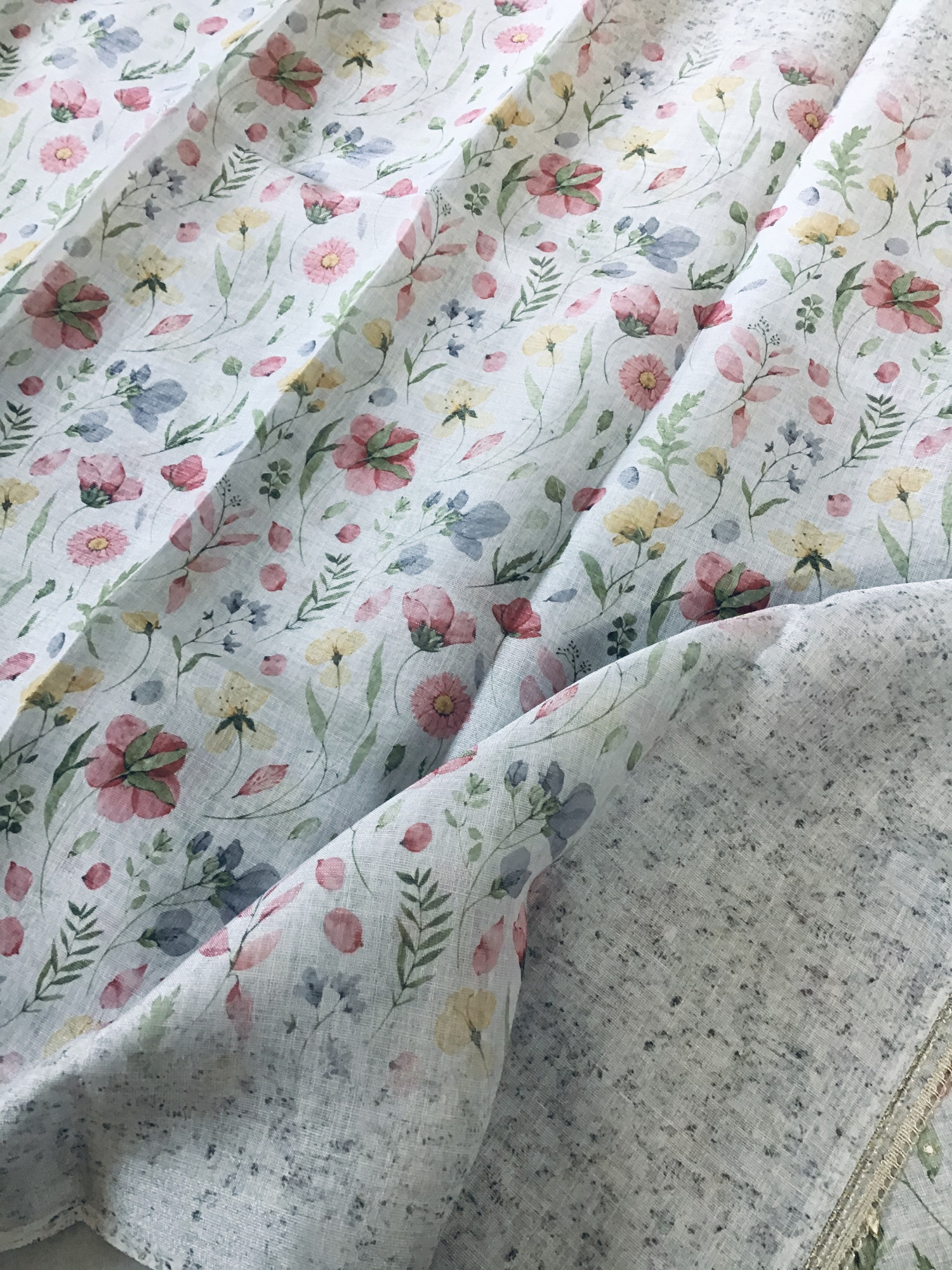 Soft Tissue Slub Cotton Printed Embroidered Suit - Grey