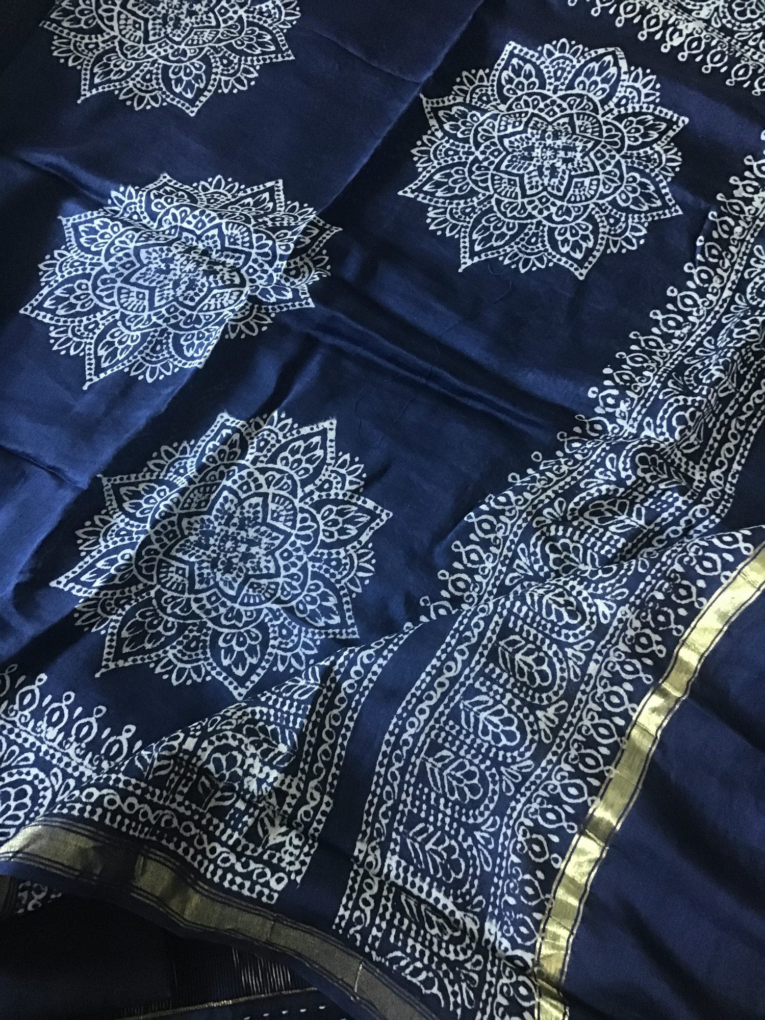 Pure Fine Ikkat Cotton Suit - Blue