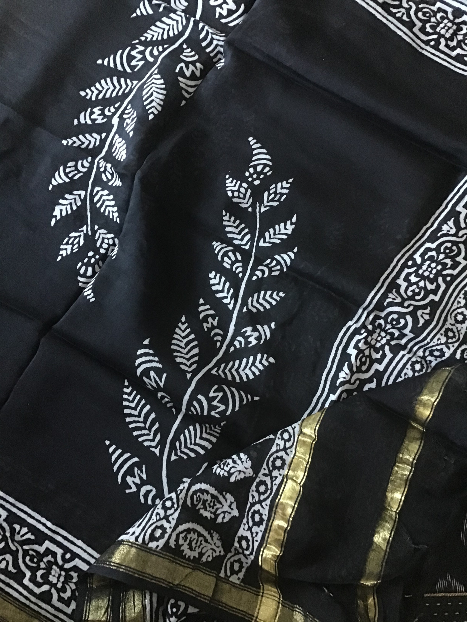 Pure Fine Ikkat Cotton Suit - Black