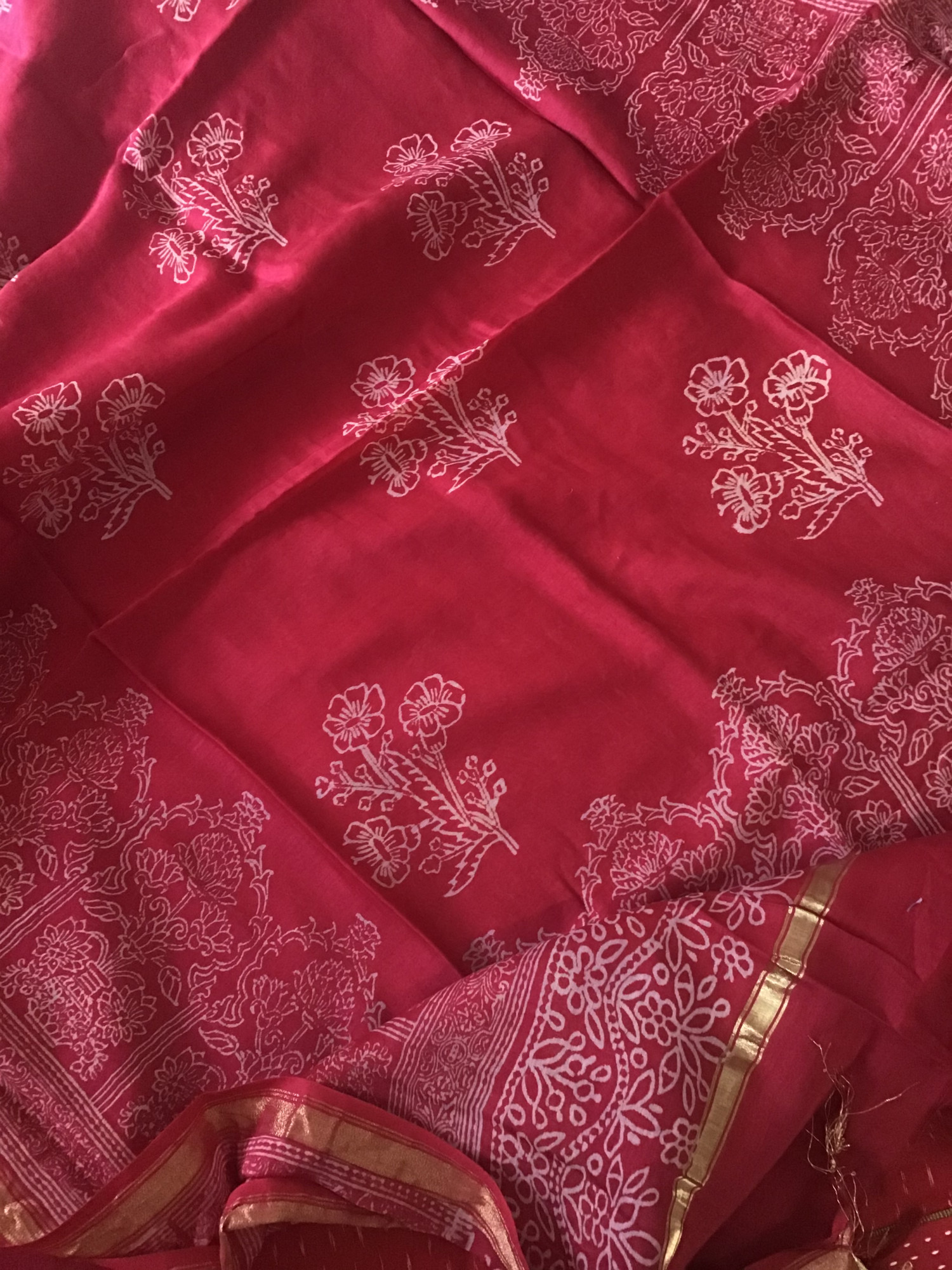 Pure Fine Ikkat Cotton Suit - Red