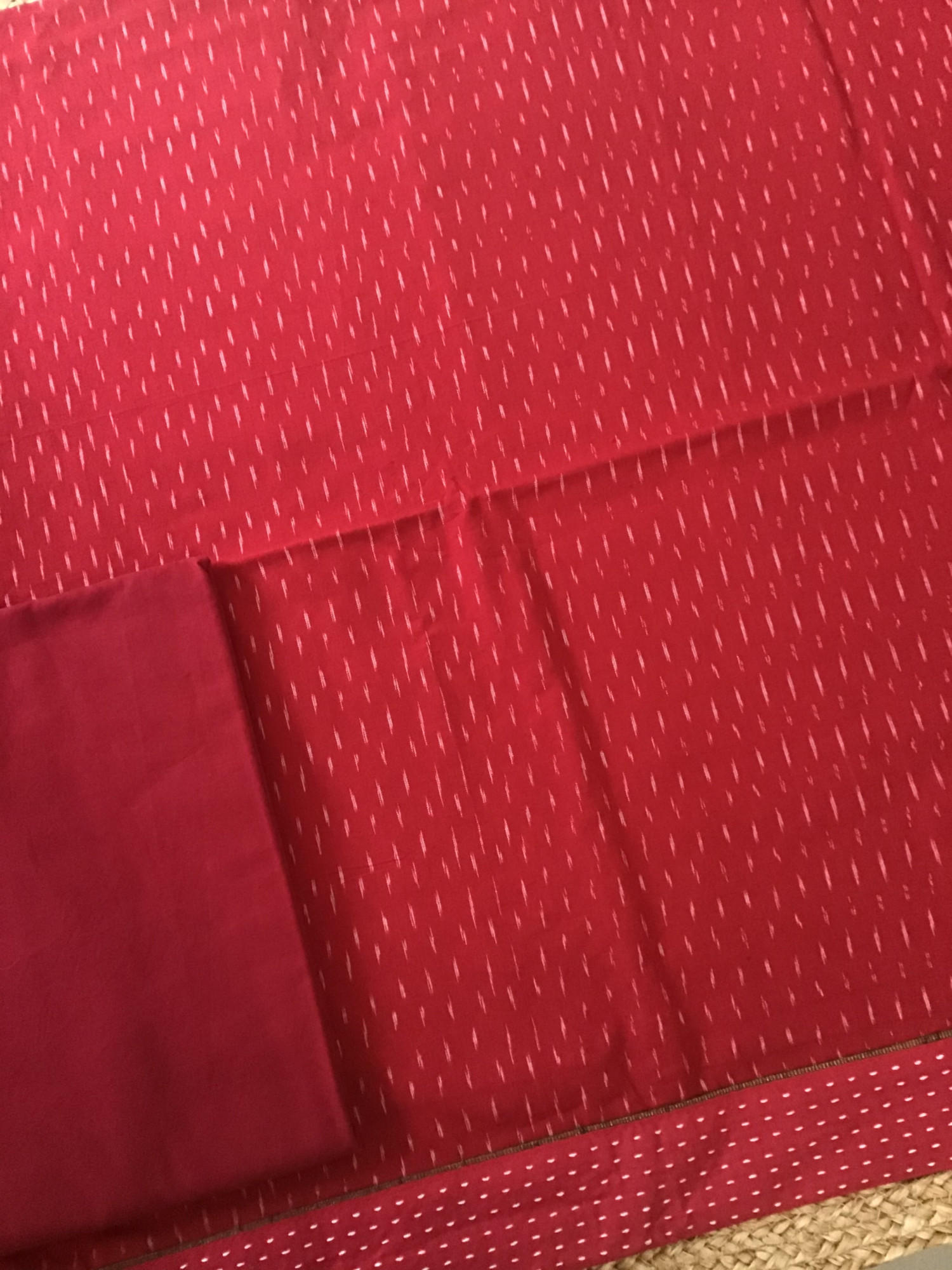 Pure Fine Ikkat Cotton Suit - Red