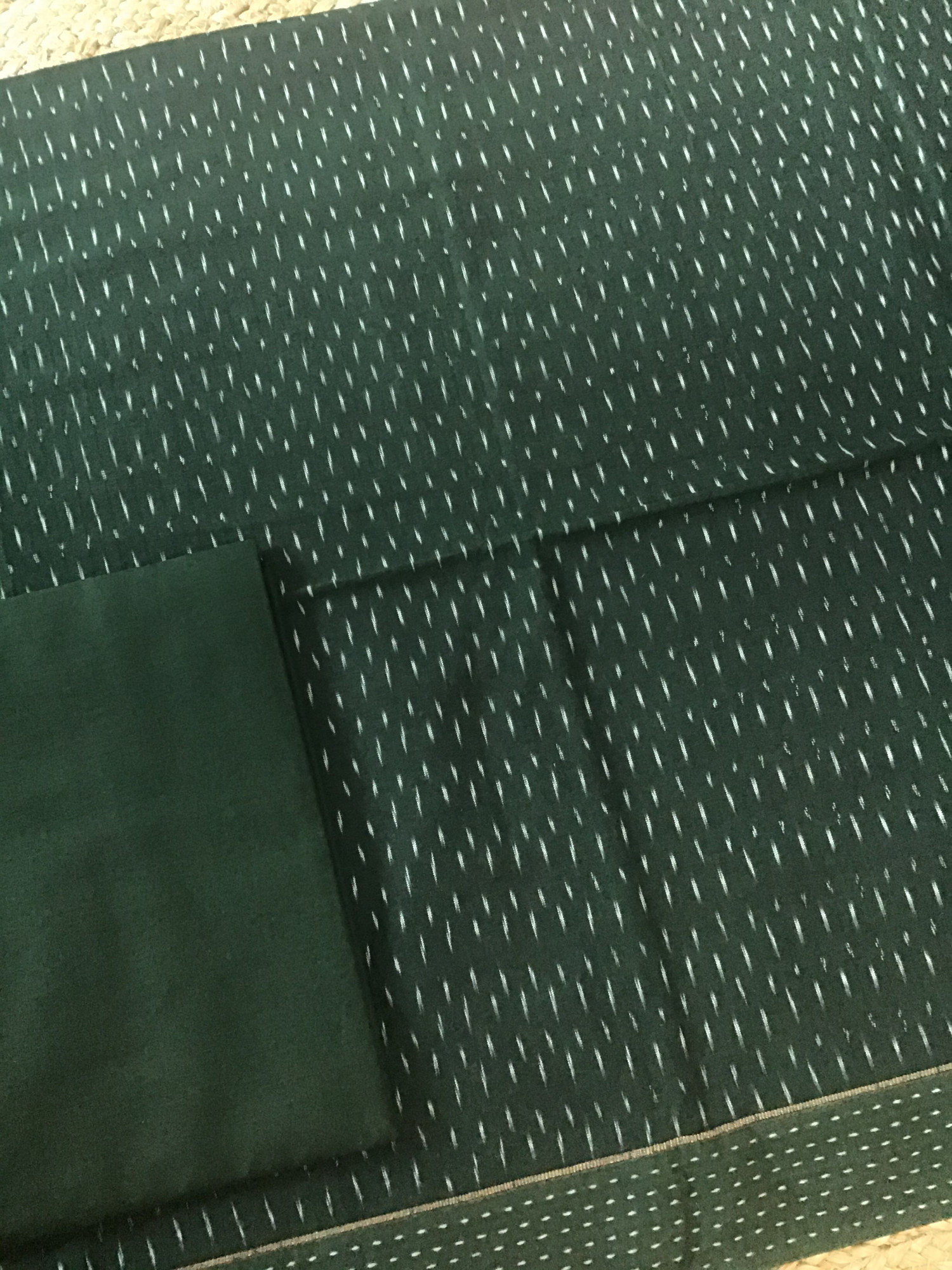 Pure Fine Ikkat Cotton Suit - Dark Green