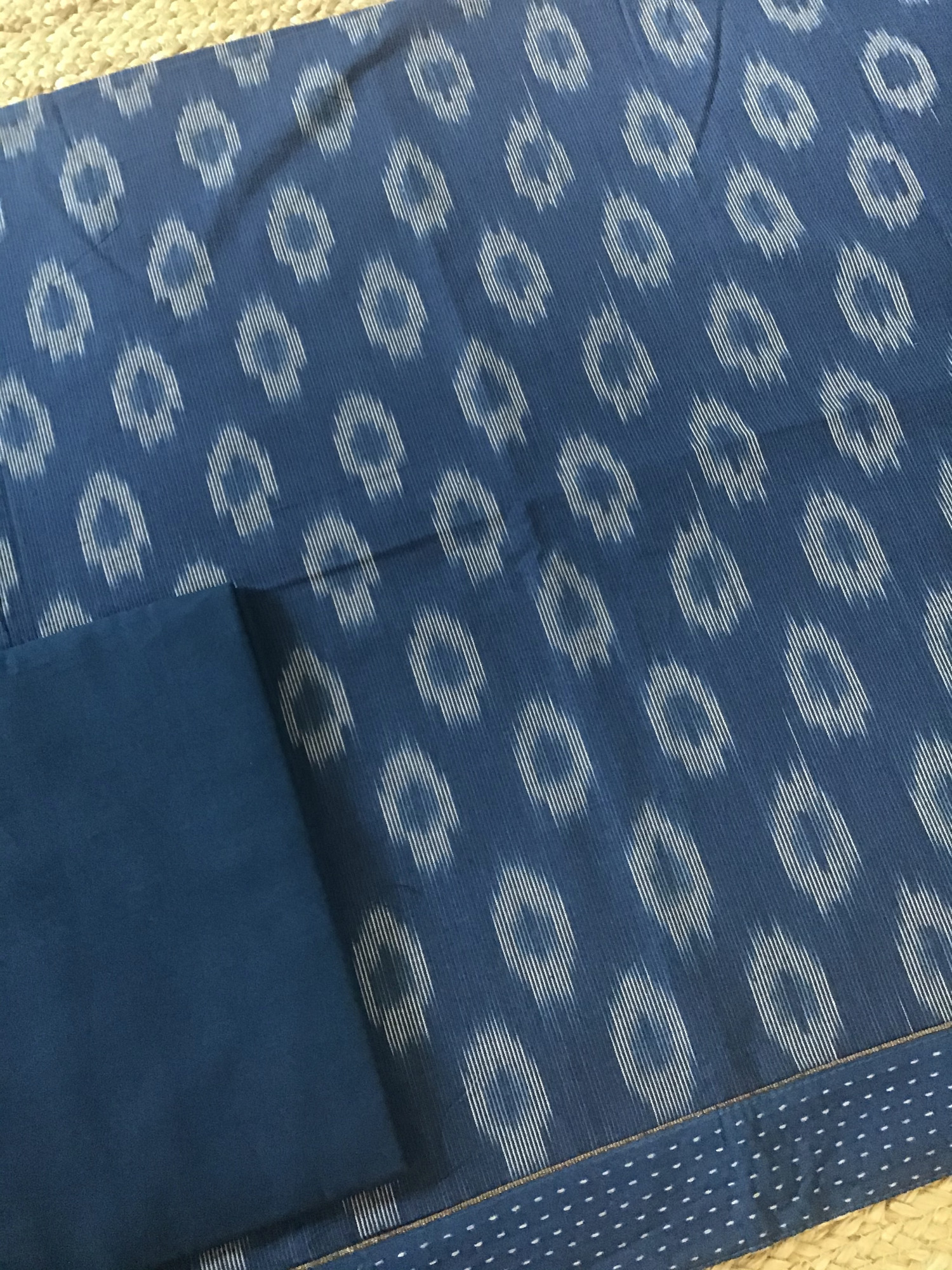 Pure Fine Ikkat Cotton Suit - Blue