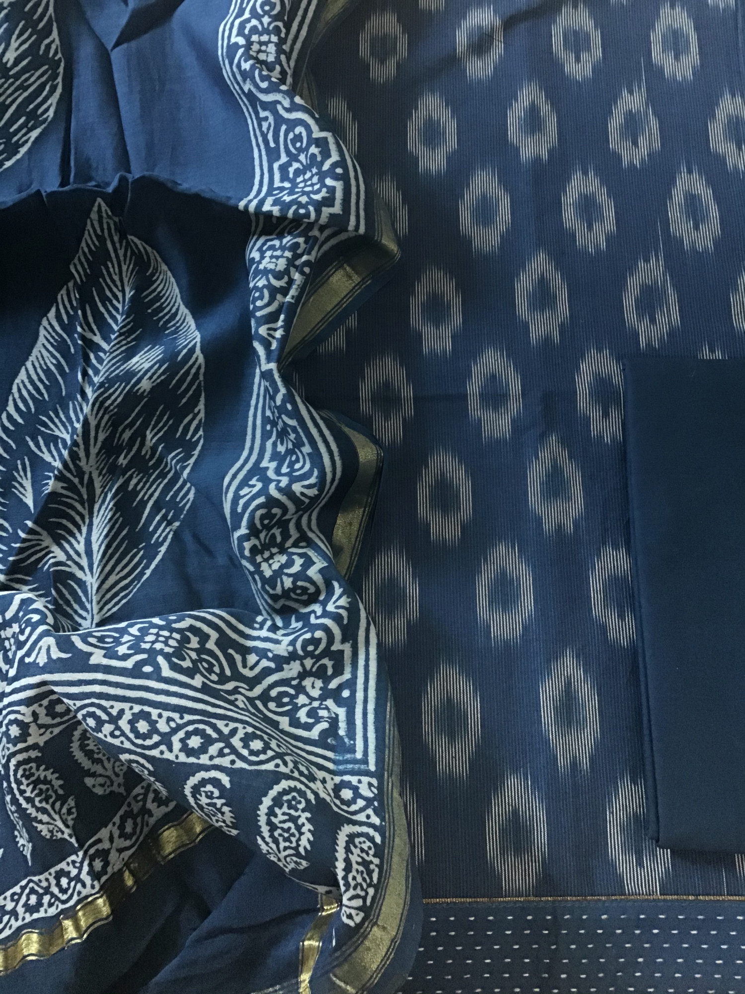 Pure Fine Ikkat Cotton Suit - Blue