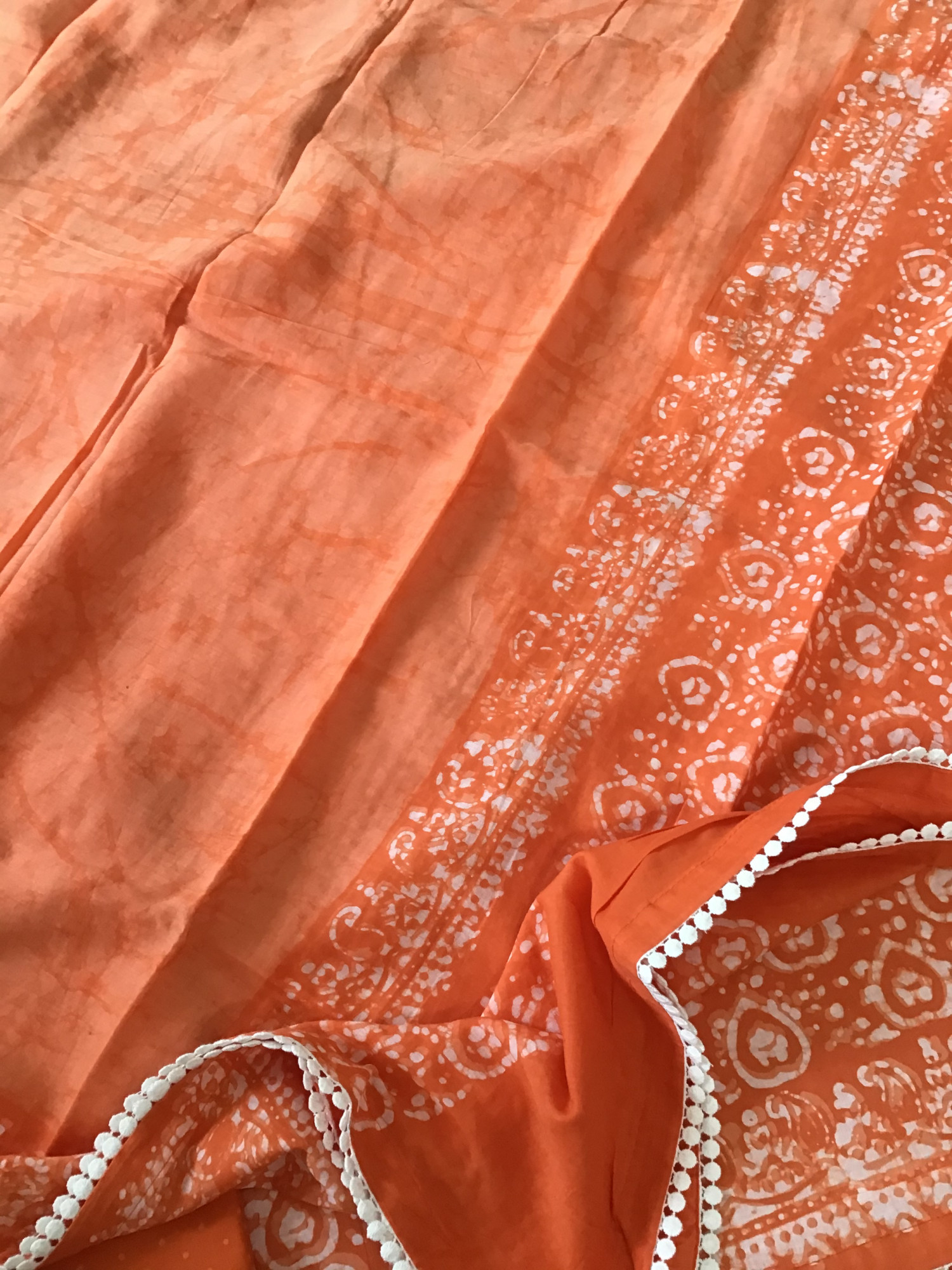 Pure Fine Cotton Batik Printed Suit - Orange