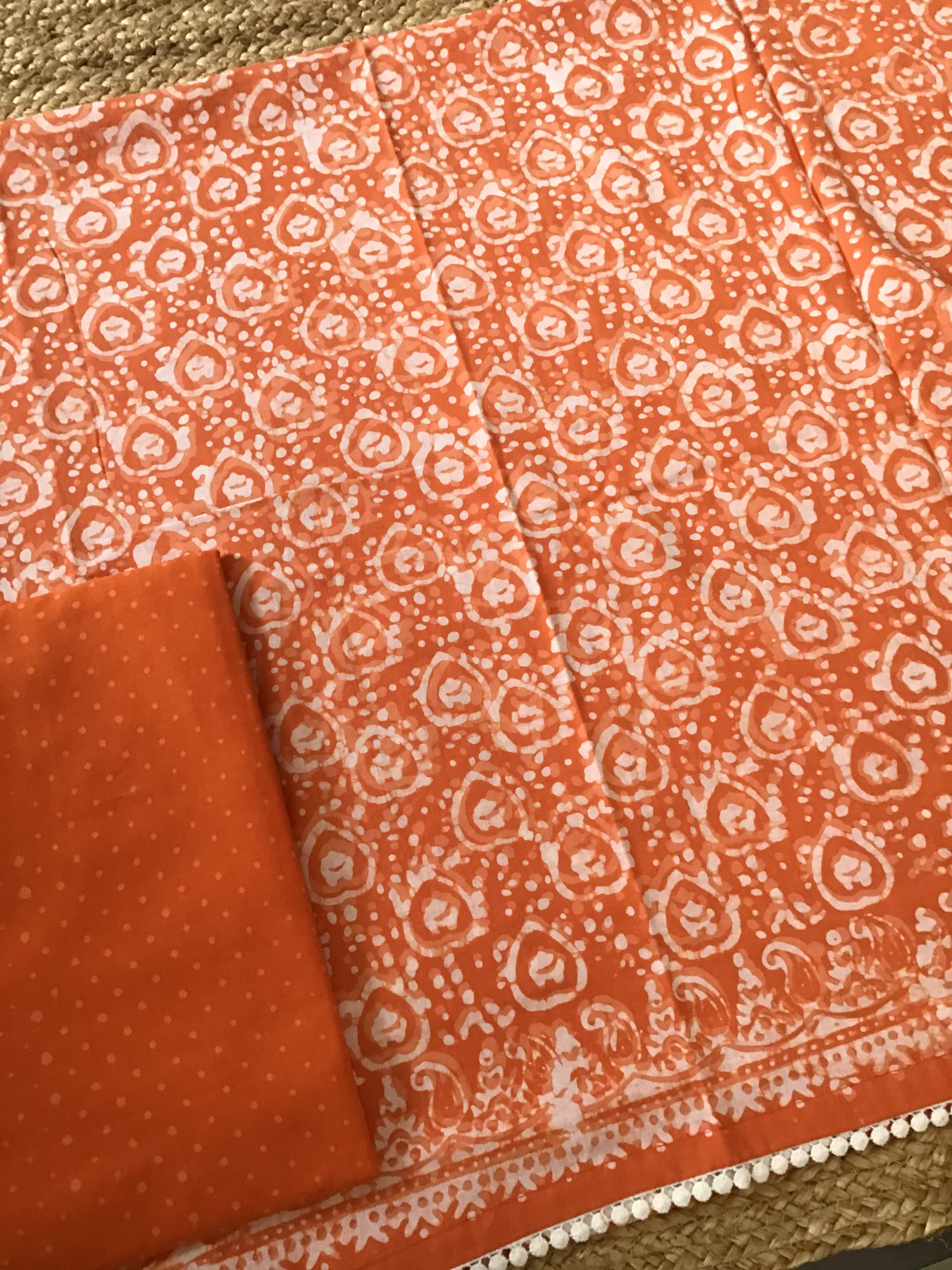 Pure Fine Cotton Batik Printed Suit - Orange