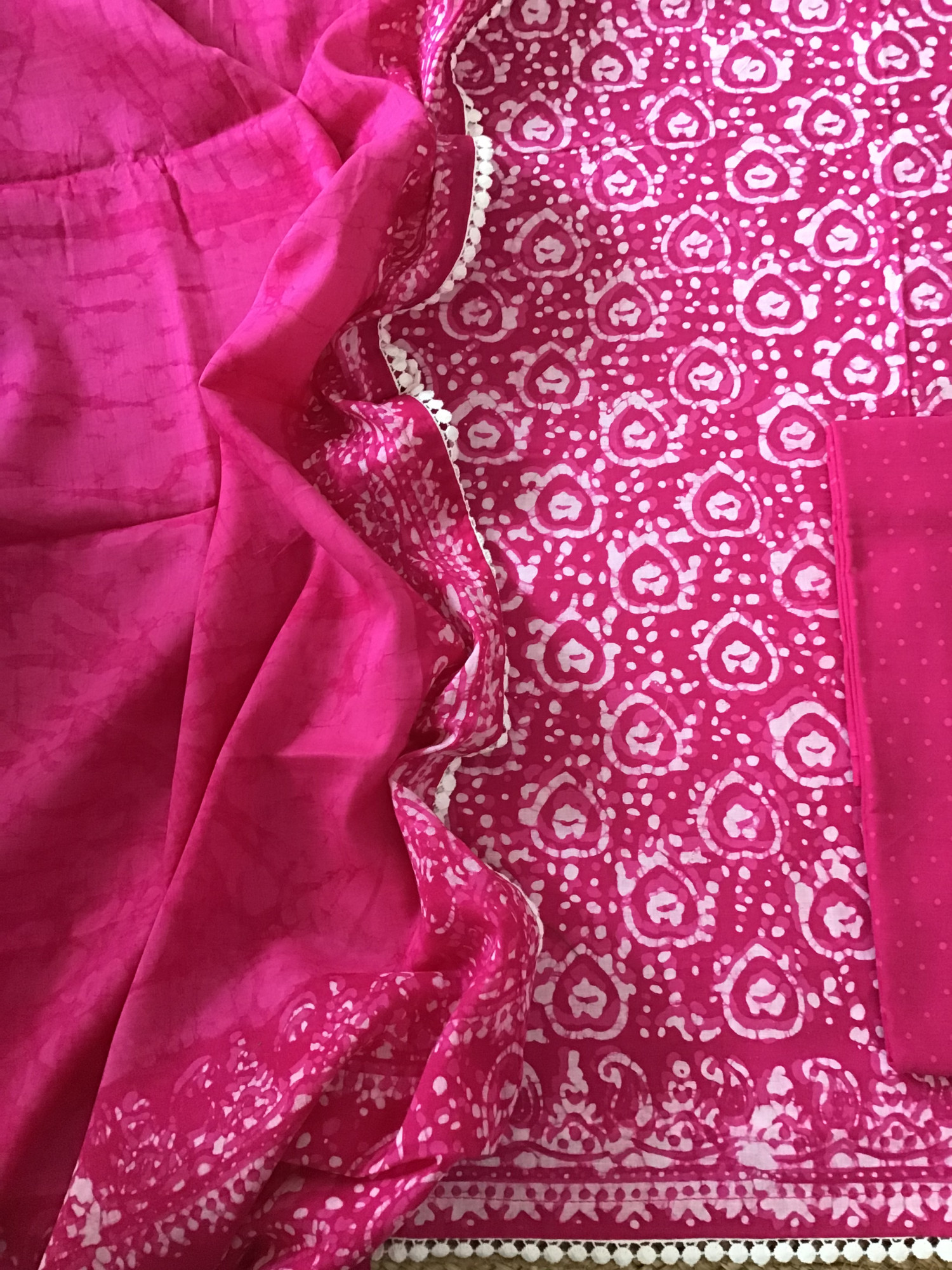 Pure Fine Cotton Batik Printed Suit - Pink