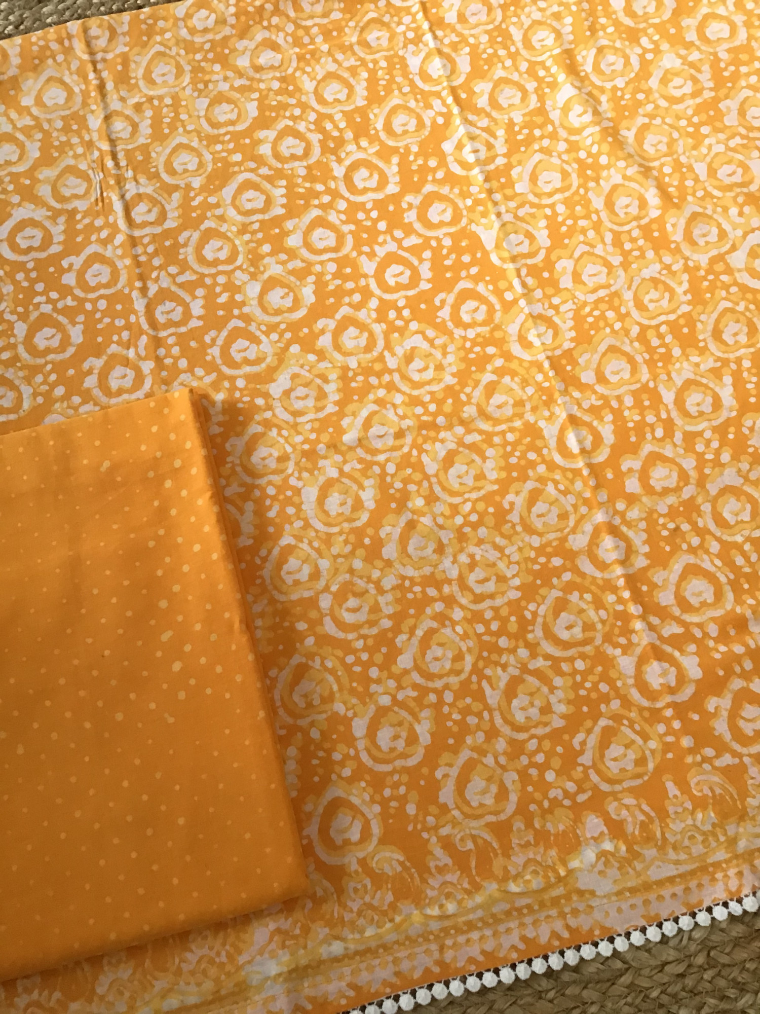 Pure Fine Cotton Batik Printed Suit - Yellow