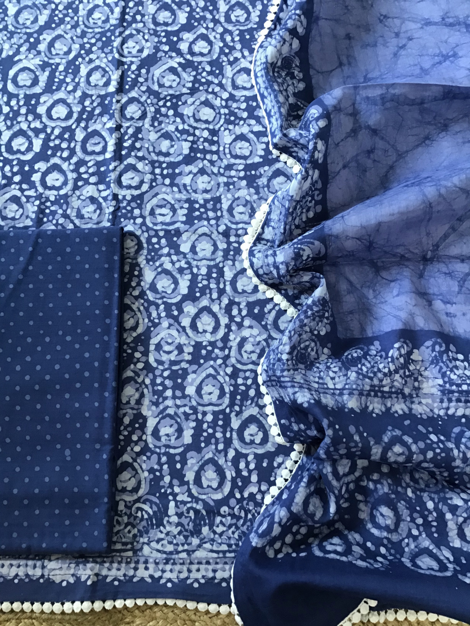 Pure Fine Cotton Batik Printed Suit - Blue