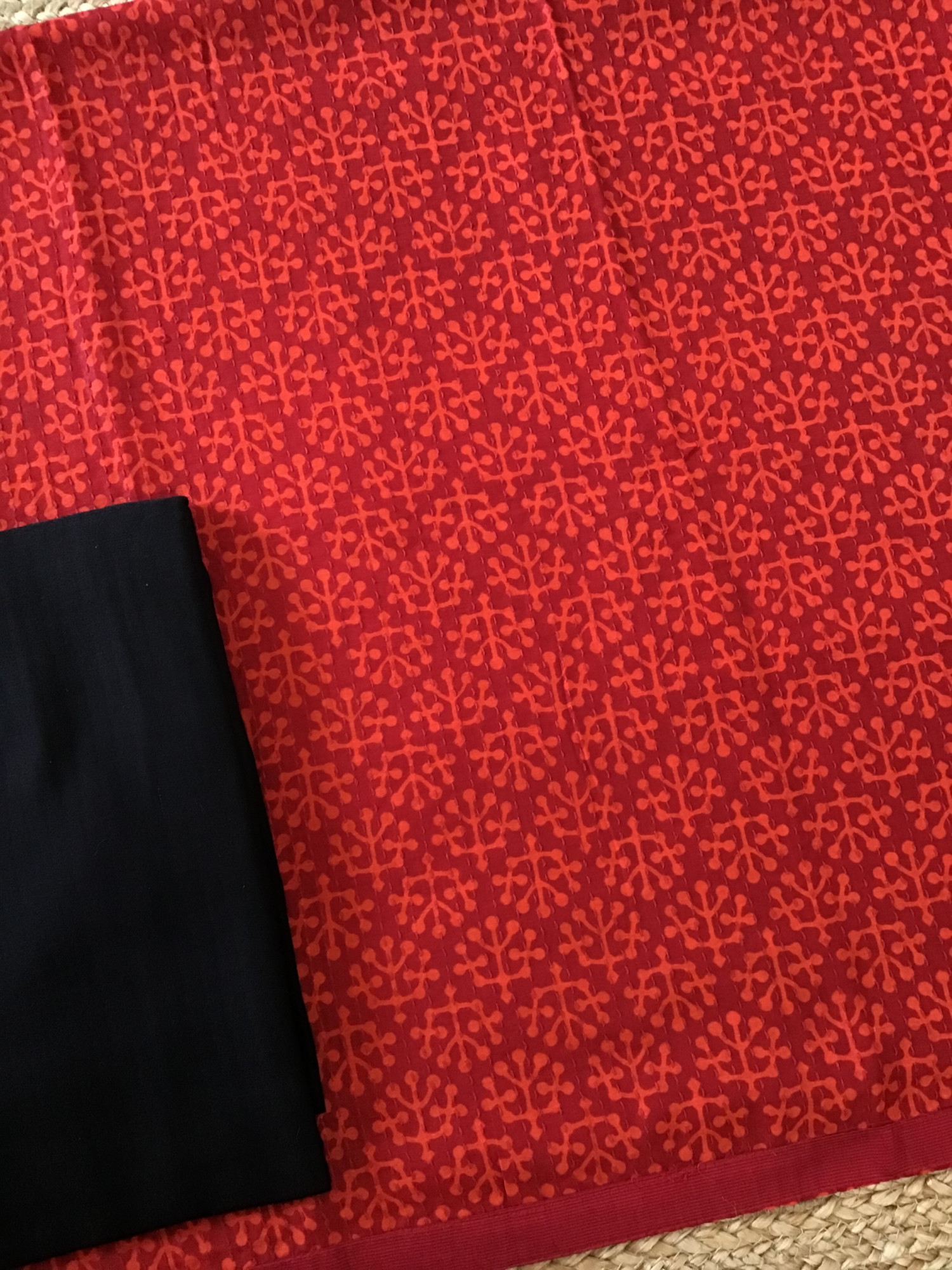 Pure Fine Muslin Printed Embroidered Suit - Orange