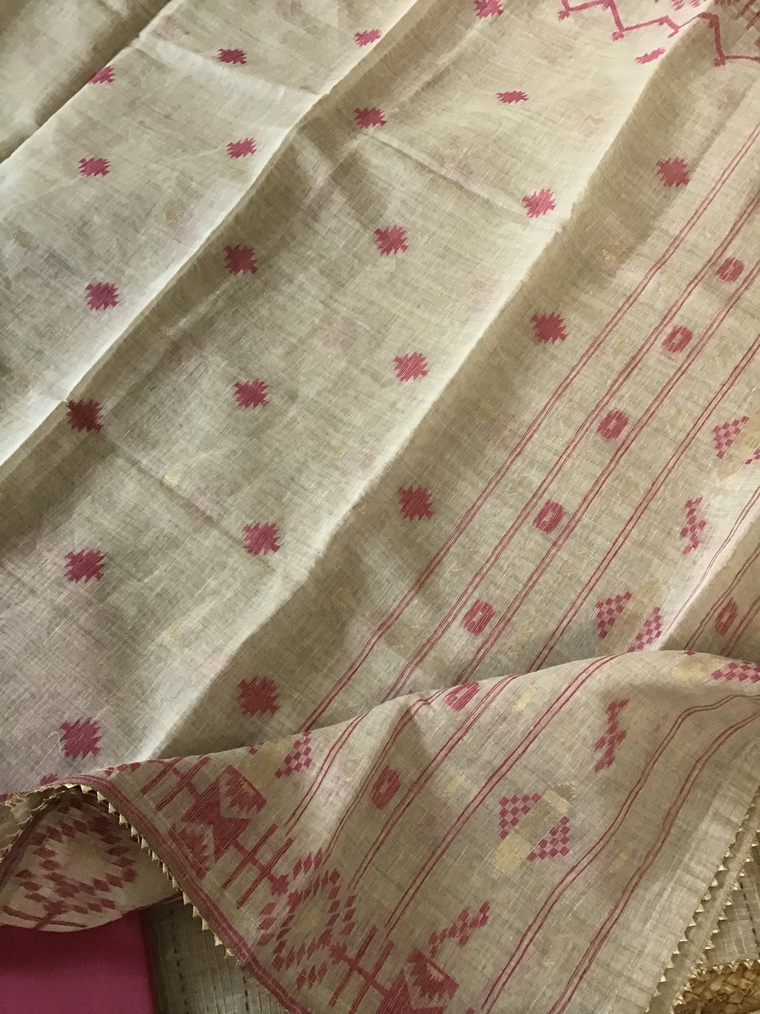 Soft Slub Chanderi Embroidered Suit - BeigePink