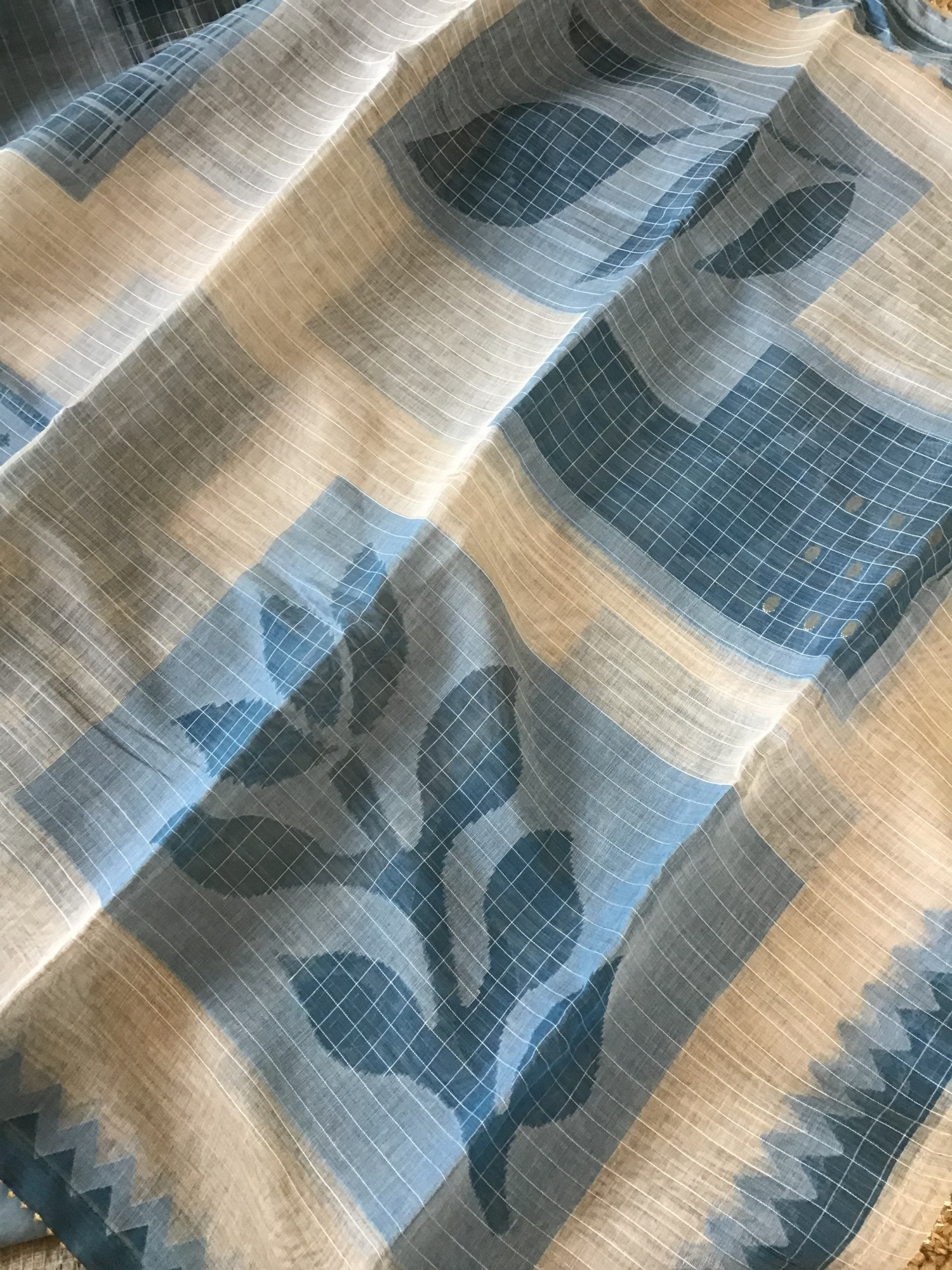 Soft Slub Chanderi Embroidered Suit - BeigeGrey