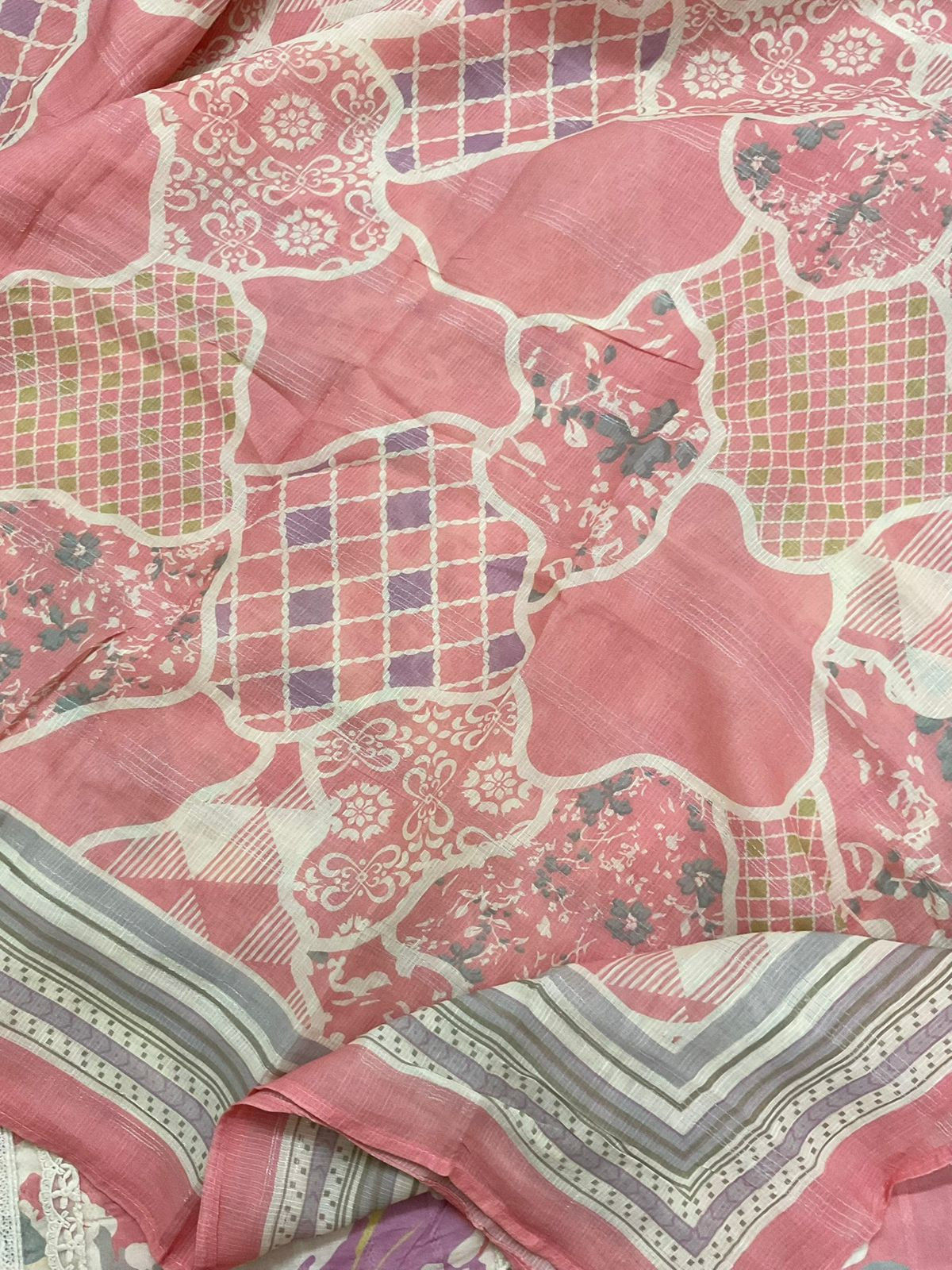 Pure Cotton Printed Embroidered Suit - Pink