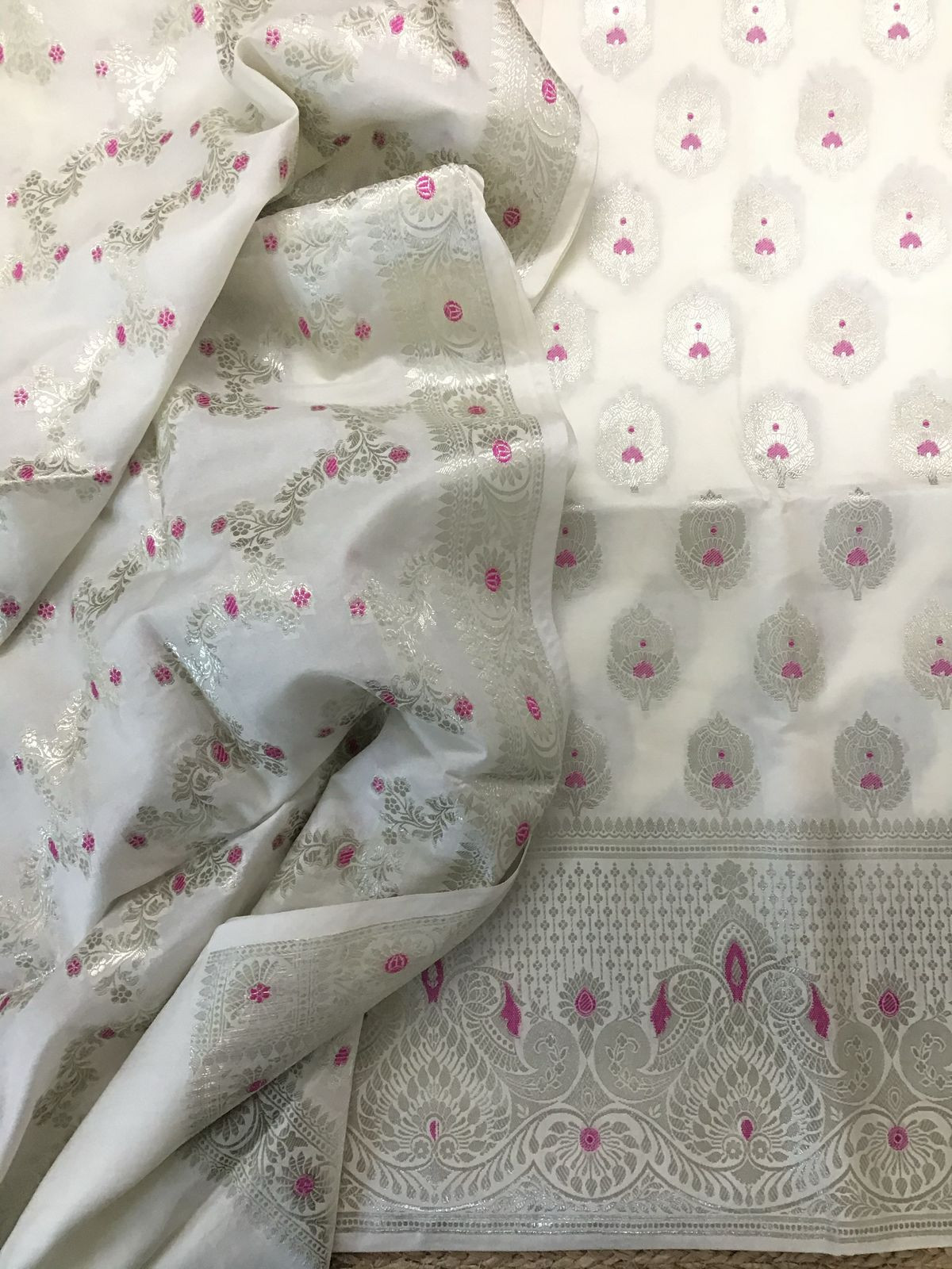 Soft Chanderi Banarasi Weaved Suit - Off White