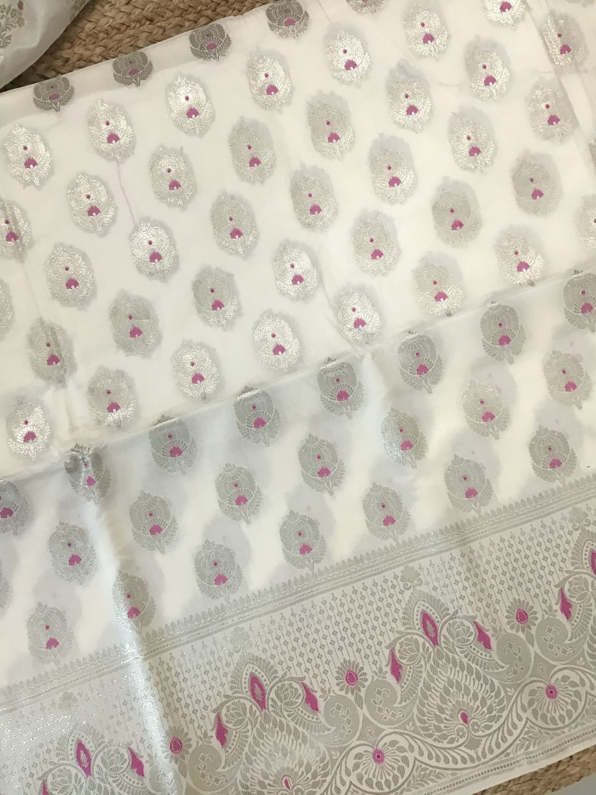 Soft Chanderi Banarasi Weaved Suit - Off White