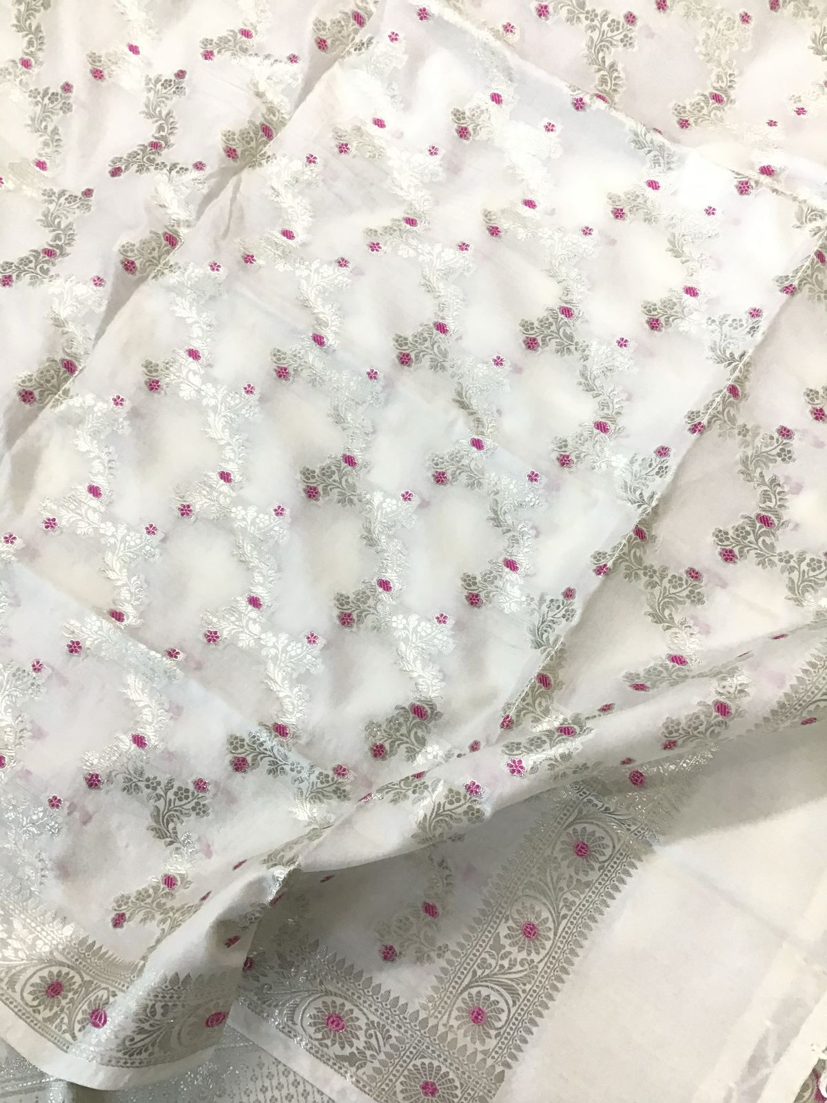 Soft Chanderi Banarasi Weaved Suit - Off White