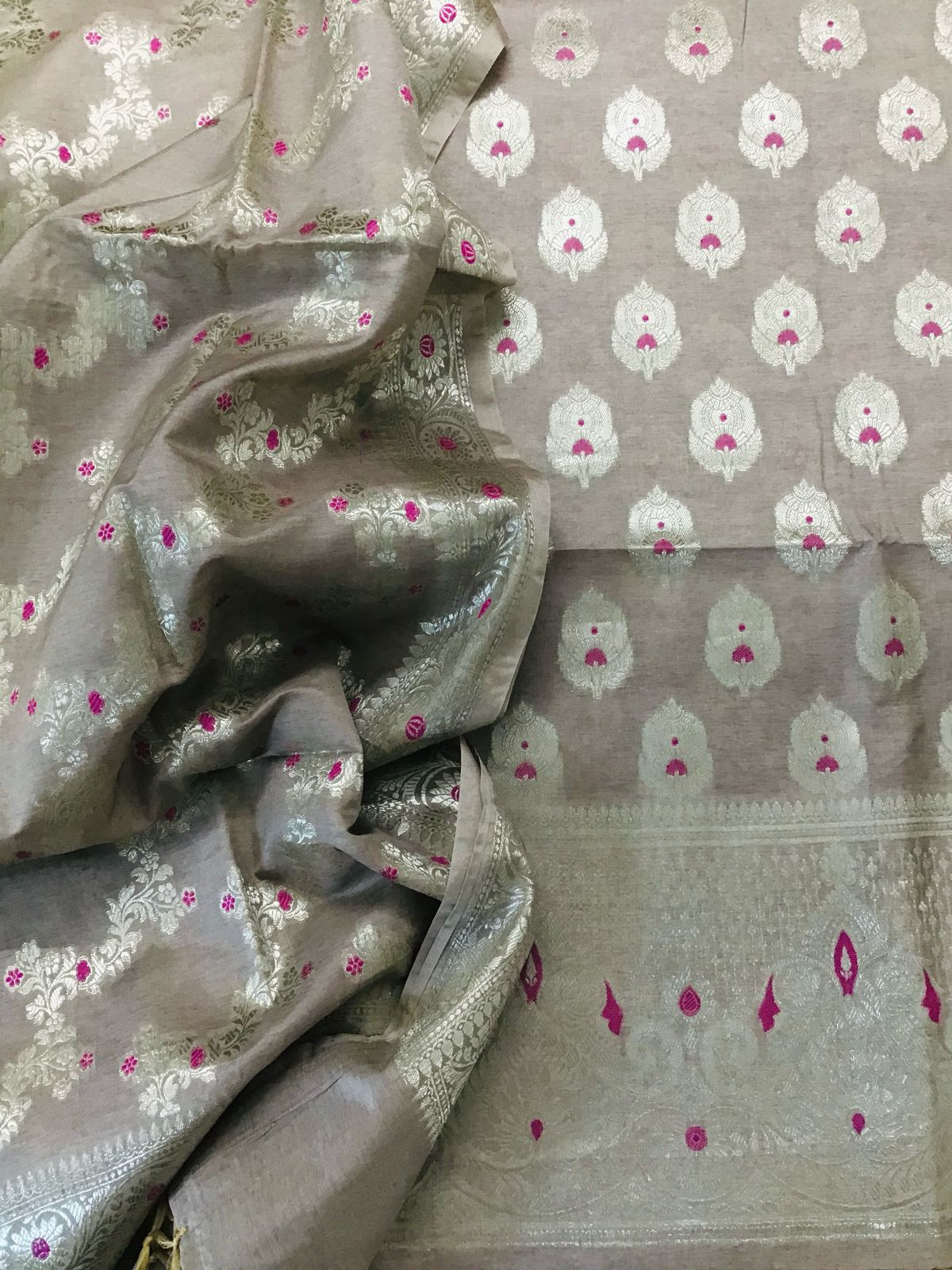 Soft Chanderi Banarasi Weaved Suit - Beige