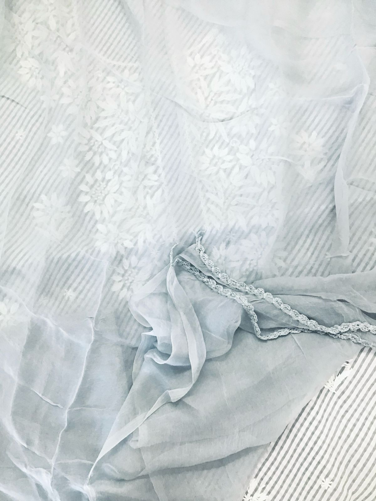 Pure Cotton Printed Chikankari Work Suit - Grey