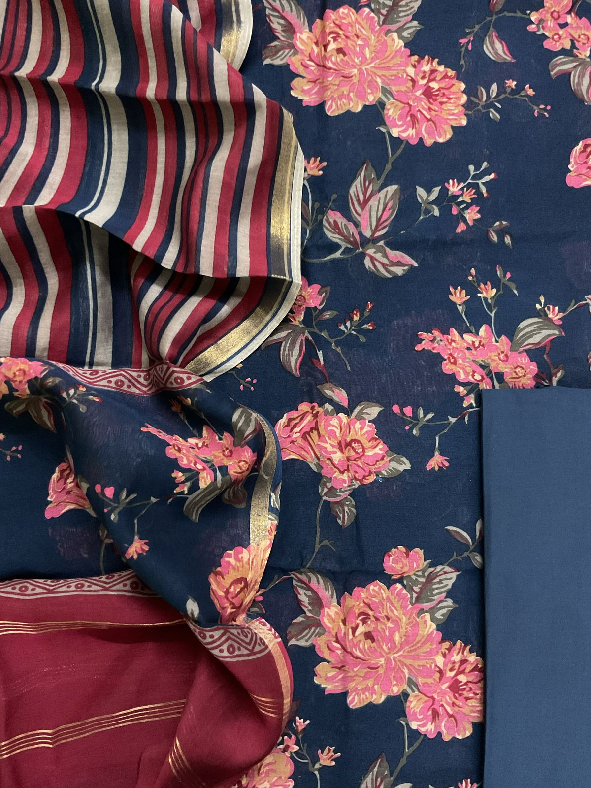 Pure Maheshwari Printed Suit - Blue