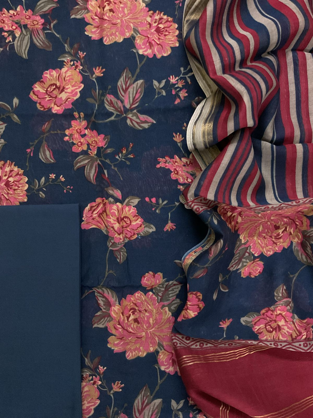 Pure Maheshwari Printed Suit - Blue