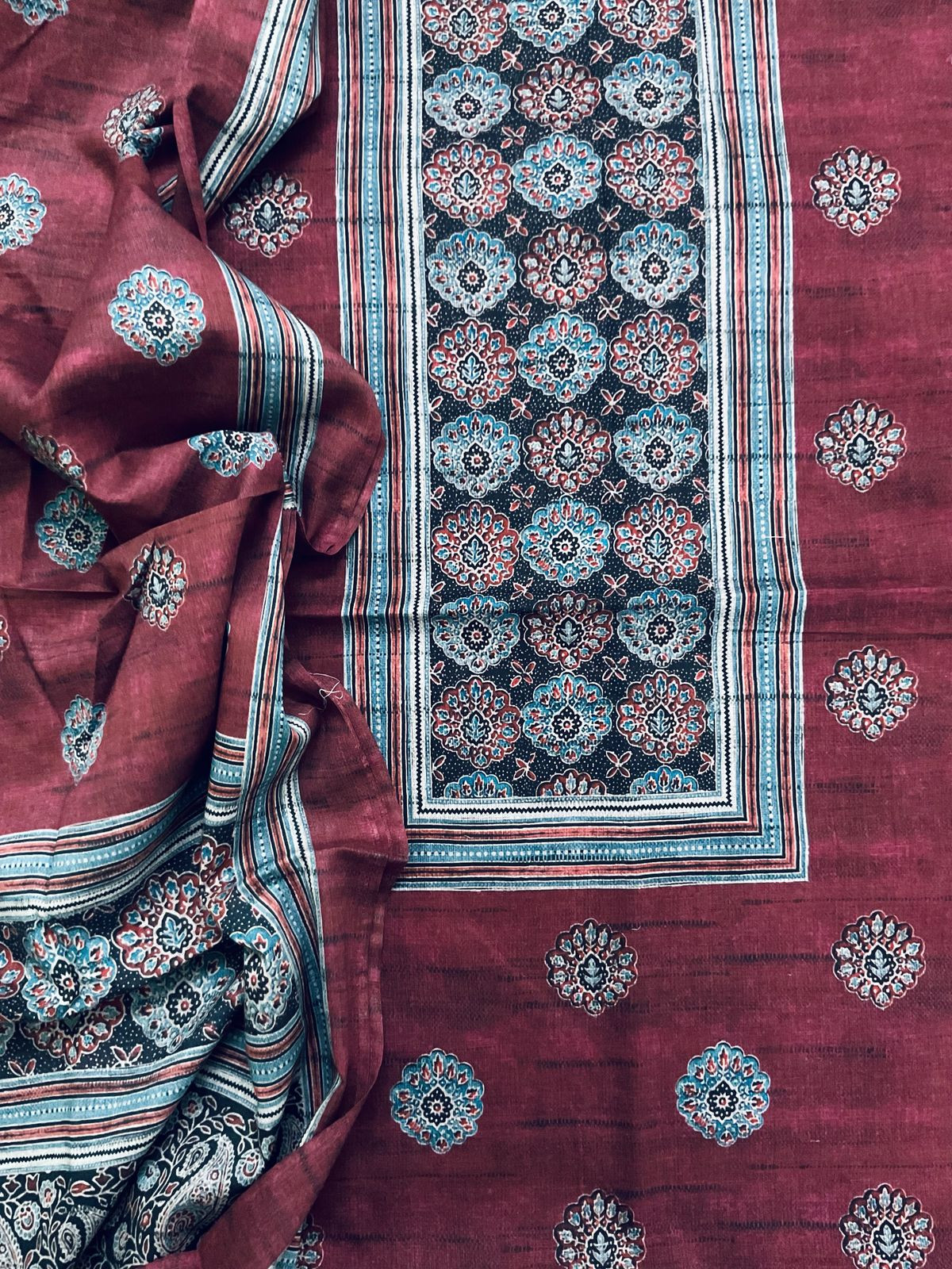 Pure Lawn Cotton Printed Suit - Maroonish Wine