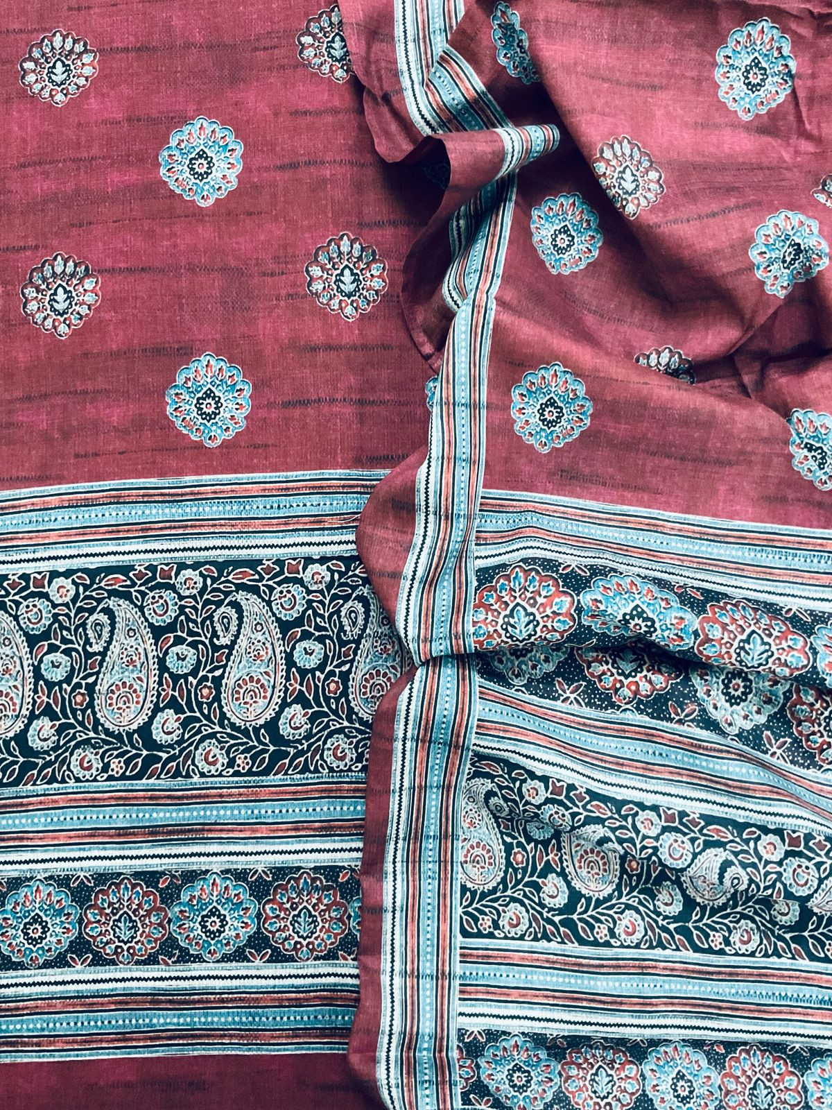 Pure Lawn Cotton Printed Suit - Maroonish Wine